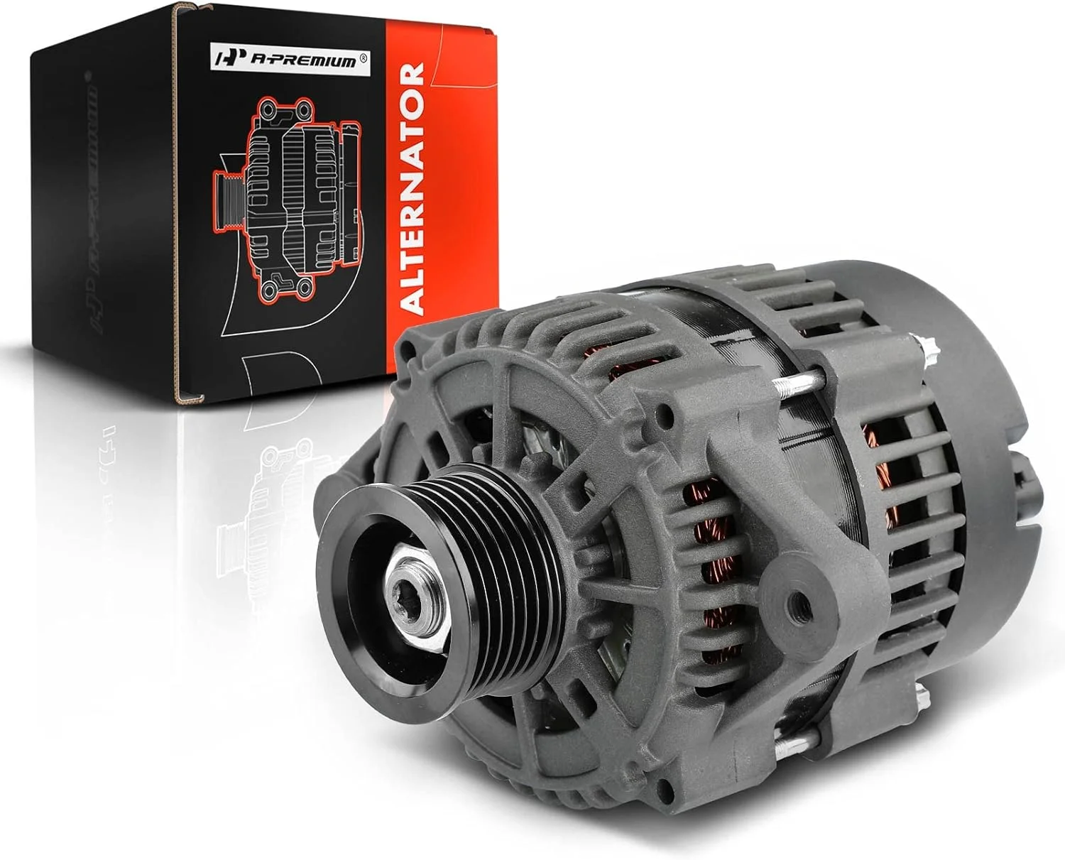 آلترناتور A-Premium سازگار با مدل Mercruiser 350 Mag MPI، 5.0L Alpha Ski، MX 6.2L MP، 4.3L Alpha، 70A 110A 12V چرخش در جهت عقربه های ساعت قرقره 6 شیاره، جایگزین# 8600612، 400-12299