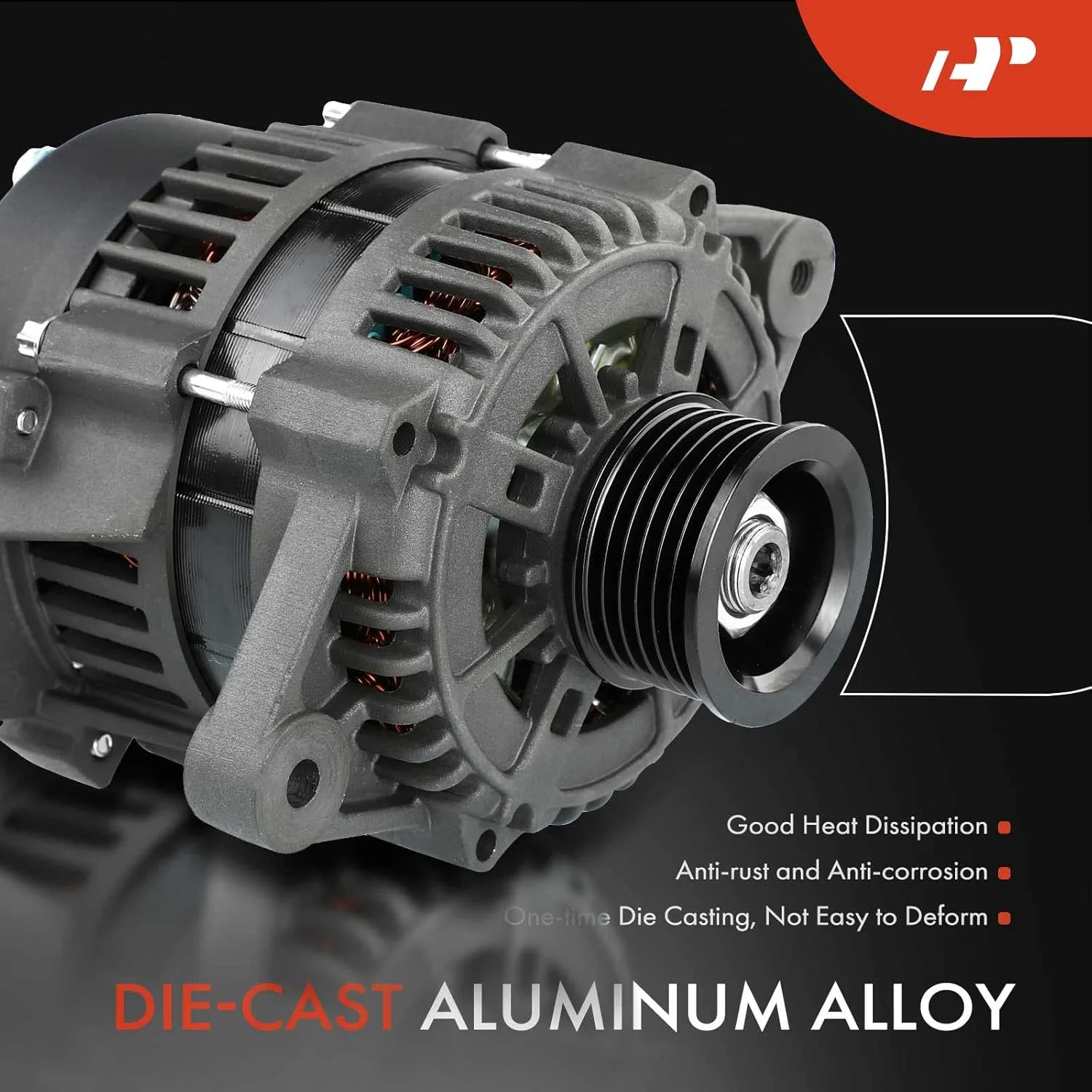 آلترناتور A-Premium سازگار با مدل Mercruiser 350 Mag MPI، 5.0L Alpha Ski، MX 6.2L MP، 4.3L Alpha، 70A 110A 12V چرخش در جهت عقربه های ساعت قرقره 6 شیاره، جایگزین# 8600612، 400-12299