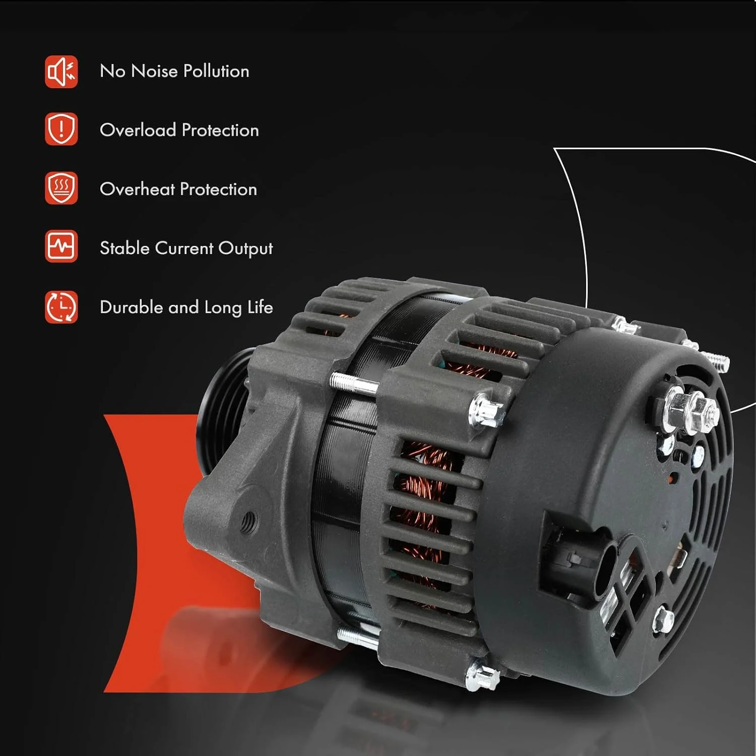 آلترناتور A-Premium سازگار با مدل Mercruiser 350 Mag MPI، 5.0L Alpha Ski، MX 6.2L MP، 4.3L Alpha، 70A 110A 12V چرخش در جهت عقربه های ساعت قرقره 6 شیاره، جایگزین# 8600612، 400-12299