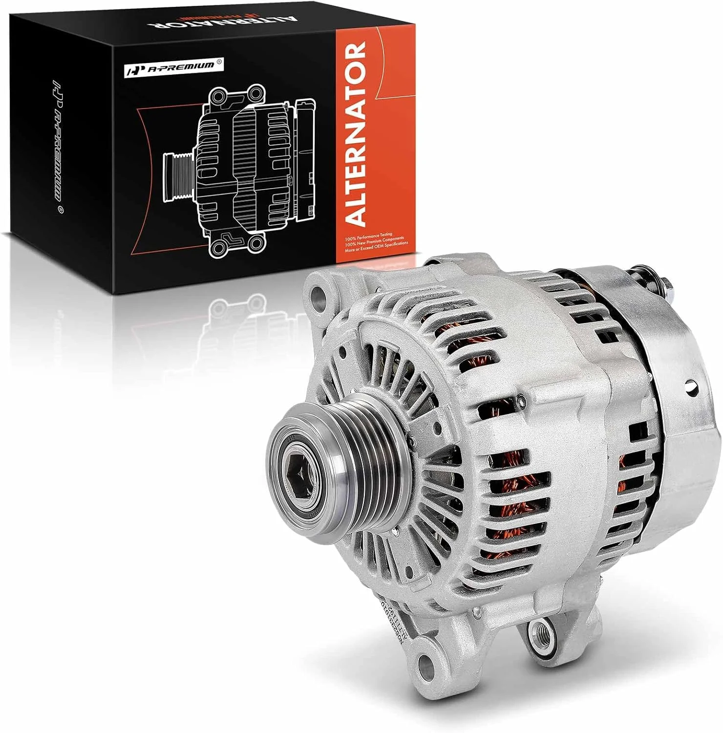 دینام A-Premium سازگار با هیوندای آزرا 2006-2007 3.8L و کیا آمانتی 2007-2009، 12 ولت 130 آمپر، پولی 6 شیار، چرخش در جهت عقربه های ساعت، جایگزین # 373003C150, 373003C160