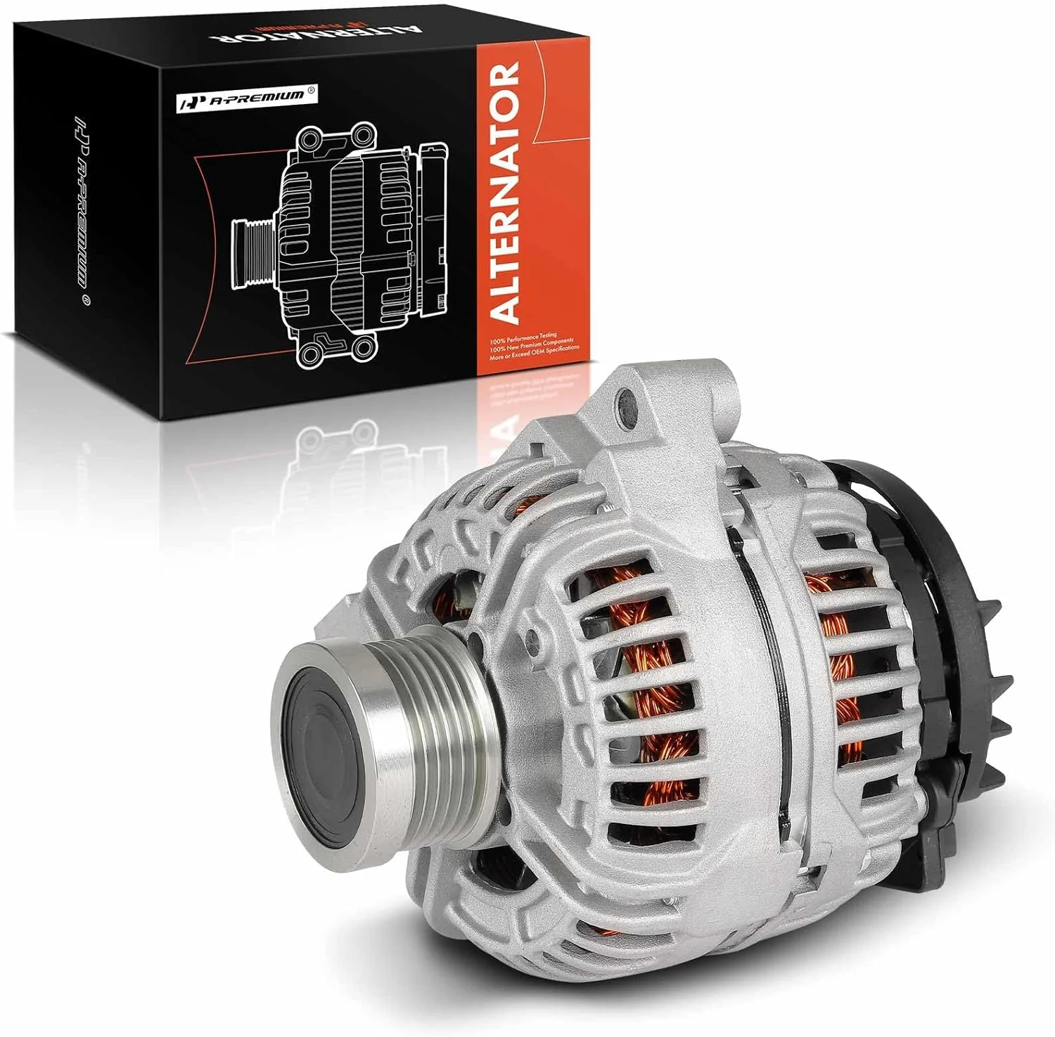 دینام A-Premium سازگار با ولوو S40/V40 مدل 2000 2001 2002 2003 موتور 1.9 لیتری، 12 ولت 120 آمپر، پولی 6 شیار، چرخش خلاف جهت عقربه های ساعت، جایگزین شماره# 1022110500, LRA1846