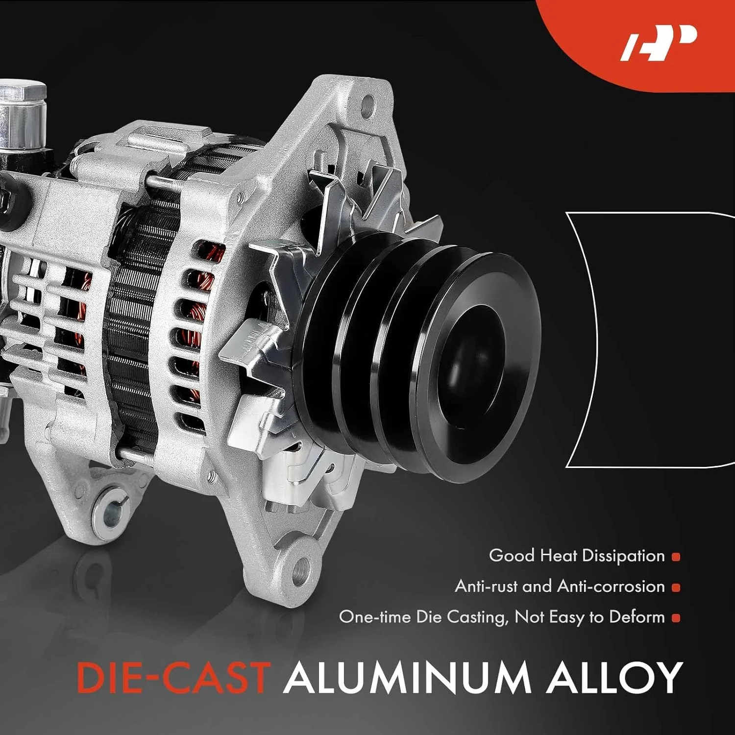 آلترناتور A-Premium سازگار با شورولت W3500/W4500/W5500 Tiltmaster و GMC W3500/W4500/W5500 Forward و ایسوزو NPR، NPR-HD، NQR، 12 ولت 80 آمپر پولی 3 شیاره CW