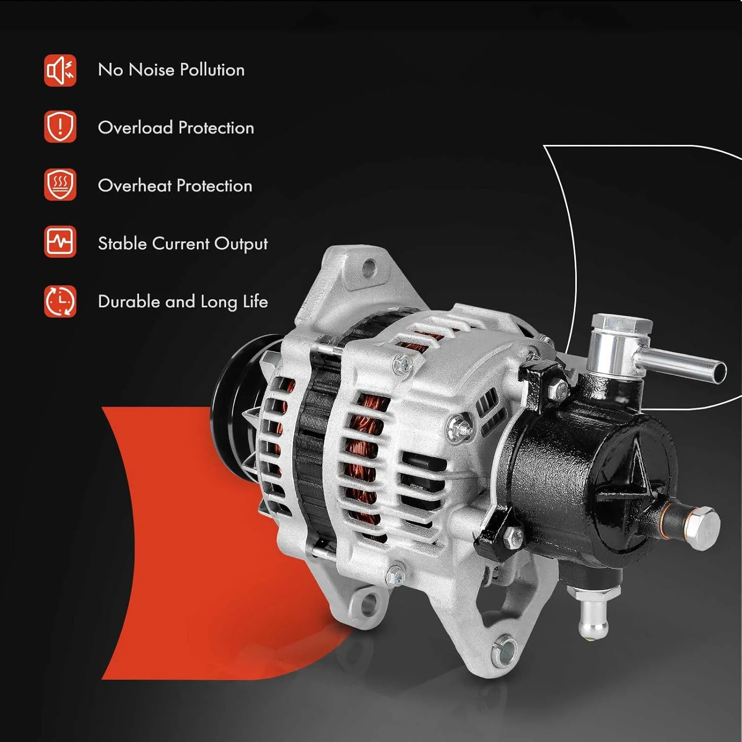 آلترناتور A-Premium سازگار با شورولت W3500/W4500/W5500 Tiltmaster و GMC W3500/W4500/W5500 Forward و ایسوزو NPR، NPR-HD، NQR، 12 ولت 80 آمپر پولی 3 شیاره CW