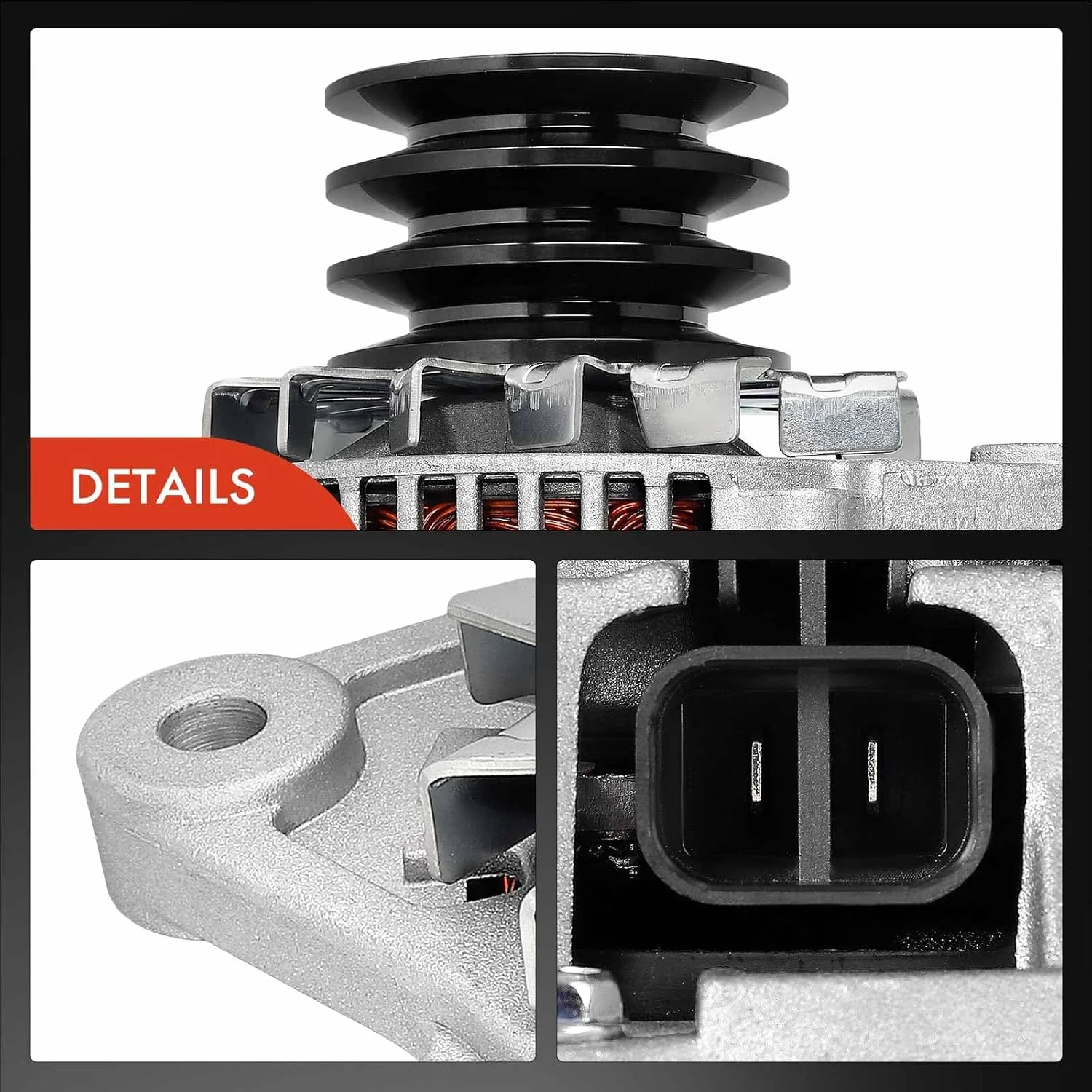 آلترناتور A-Premium سازگار با شورولت W3500/W4500/W5500 Tiltmaster و GMC W3500/W4500/W5500 Forward و ایسوزو NPR، NPR-HD، NQR، 12 ولت 80 آمپر پولی 3 شیاره CW