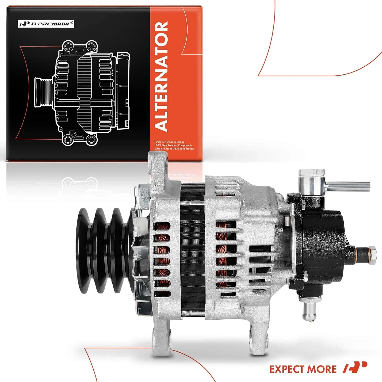 آلترناتور A-Premium سازگار با شورولت W3500/W4500/W5500 Tiltmaster و GMC W3500/W4500/W5500 Forward و ایسوزو NPR، NPR-HD، NQR، 12 ولت 80 آمپر پولی 3 شیاره CW