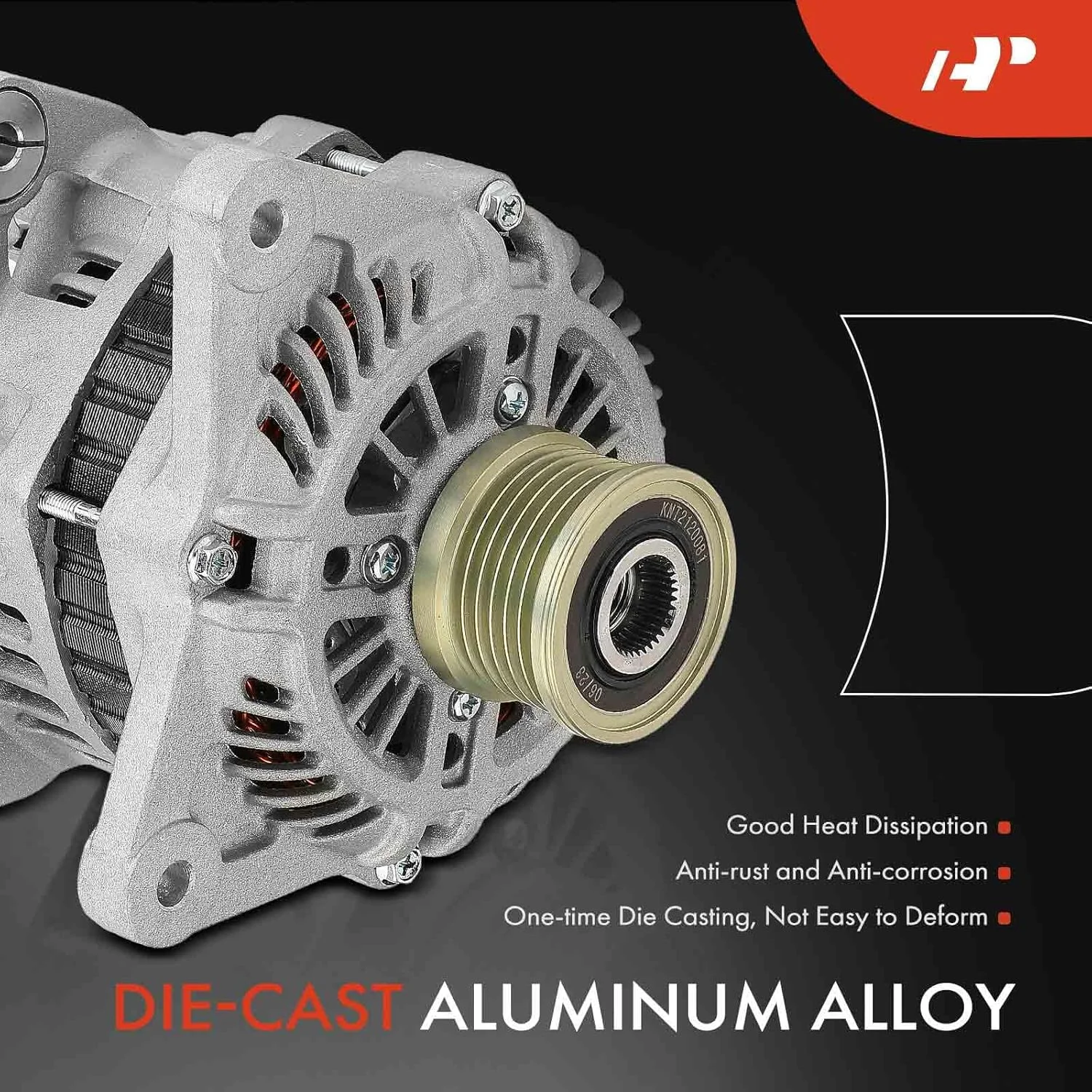آلترناتور A-Premium سازگار با نیسان سنترا 2010-2012 2.0L، ورسا 2009-2012 1.8L و NV200 2015-2015، 12 ولت 100 آمپر پولی 6 شیار جهت عقربه‌های ساعت، جایگزین# 23100ZW40A، 23100ZW40B