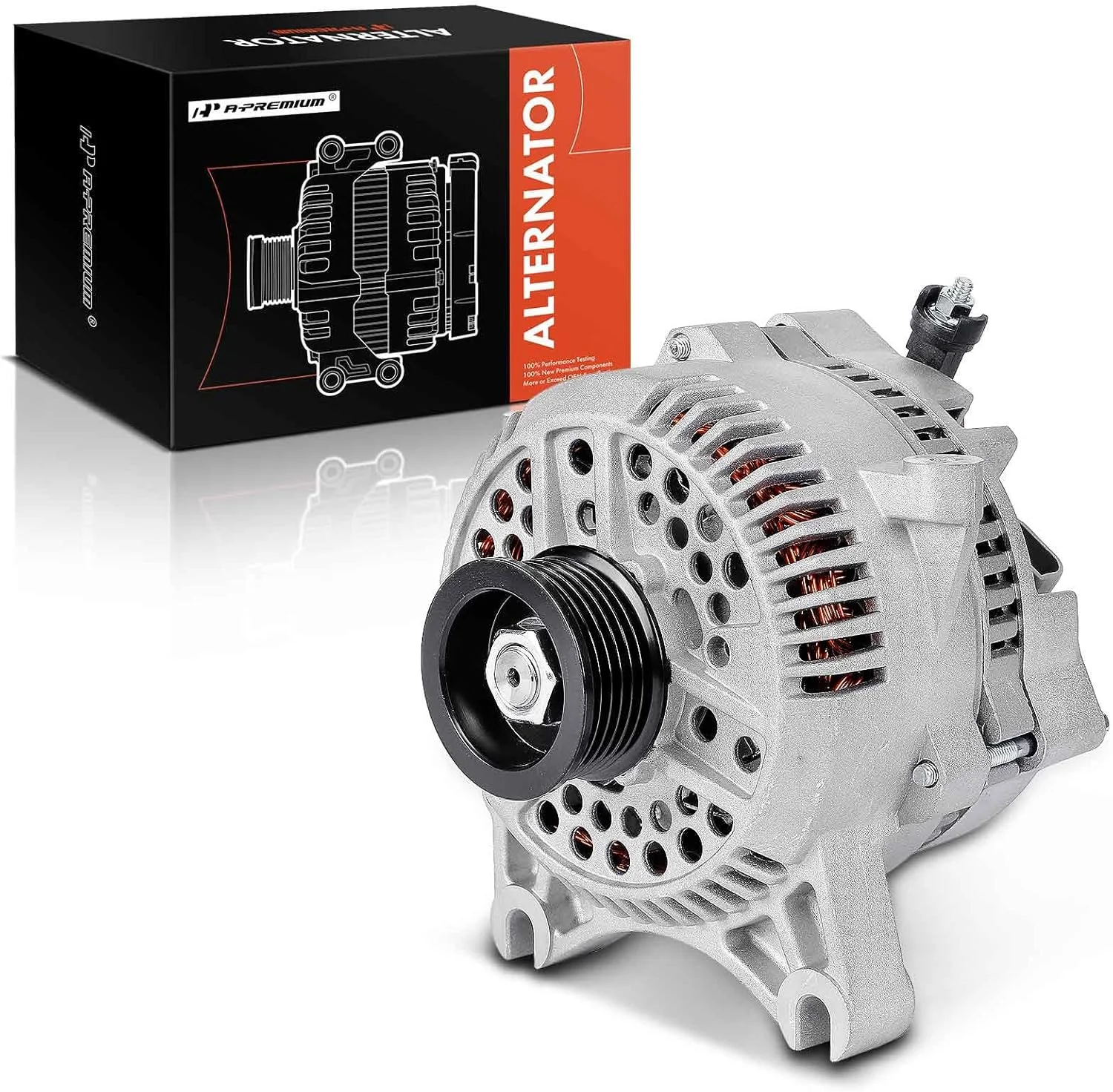 آلترناتور A-Premium سازگار با فورد F-250/F-350/F-450/F-550 سوپر دیوتی 2005-2008، F53 2006-2009، 5.4L 6.8L، 12 ولت 130 آمپر پولی 6 شیاره چرخش در جهت عقربه های ساعت