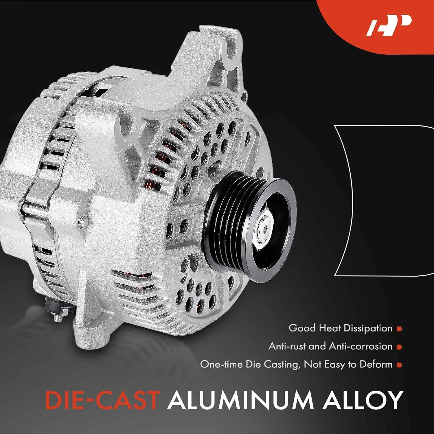 آلترناتور A-Premium سازگار با فورد F-250/F-350/F-450/F-550 سوپر دیوتی 2005-2008، F53 2006-2009، 5.4L 6.8L، 12 ولت 130 آمپر پولی 6 شیاره چرخش در جهت عقربه های ساعت