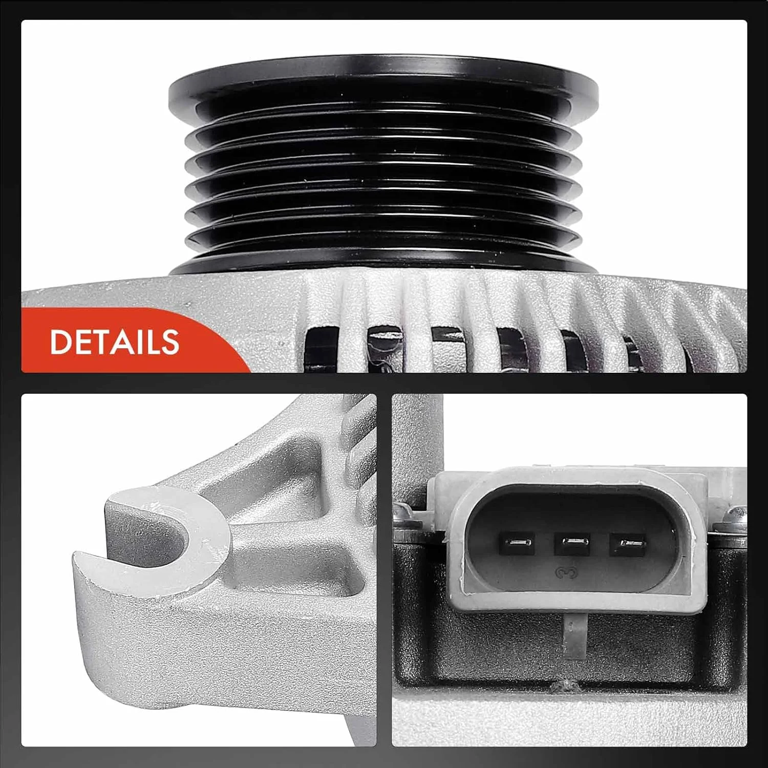آلترناتور A-Premium سازگار با فورد F-250/F-350/F-450/F-550 سوپر دیوتی 2005-2008، F53 2006-2009، 5.4L 6.8L، 12 ولت 130 آمپر پولی 6 شیاره چرخش در جهت عقربه های ساعت