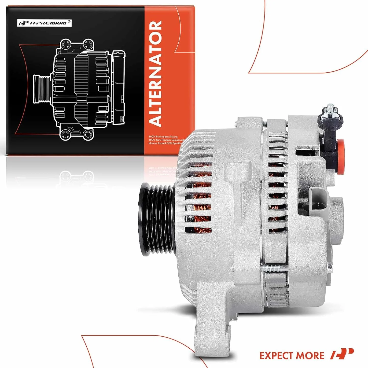 آلترناتور A-Premium سازگار با فورد F-250/F-350/F-450/F-550 سوپر دیوتی 2005-2008، F53 2006-2009، 5.4L 6.8L، 12 ولت 130 آمپر پولی 6 شیاره چرخش در جهت عقربه های ساعت