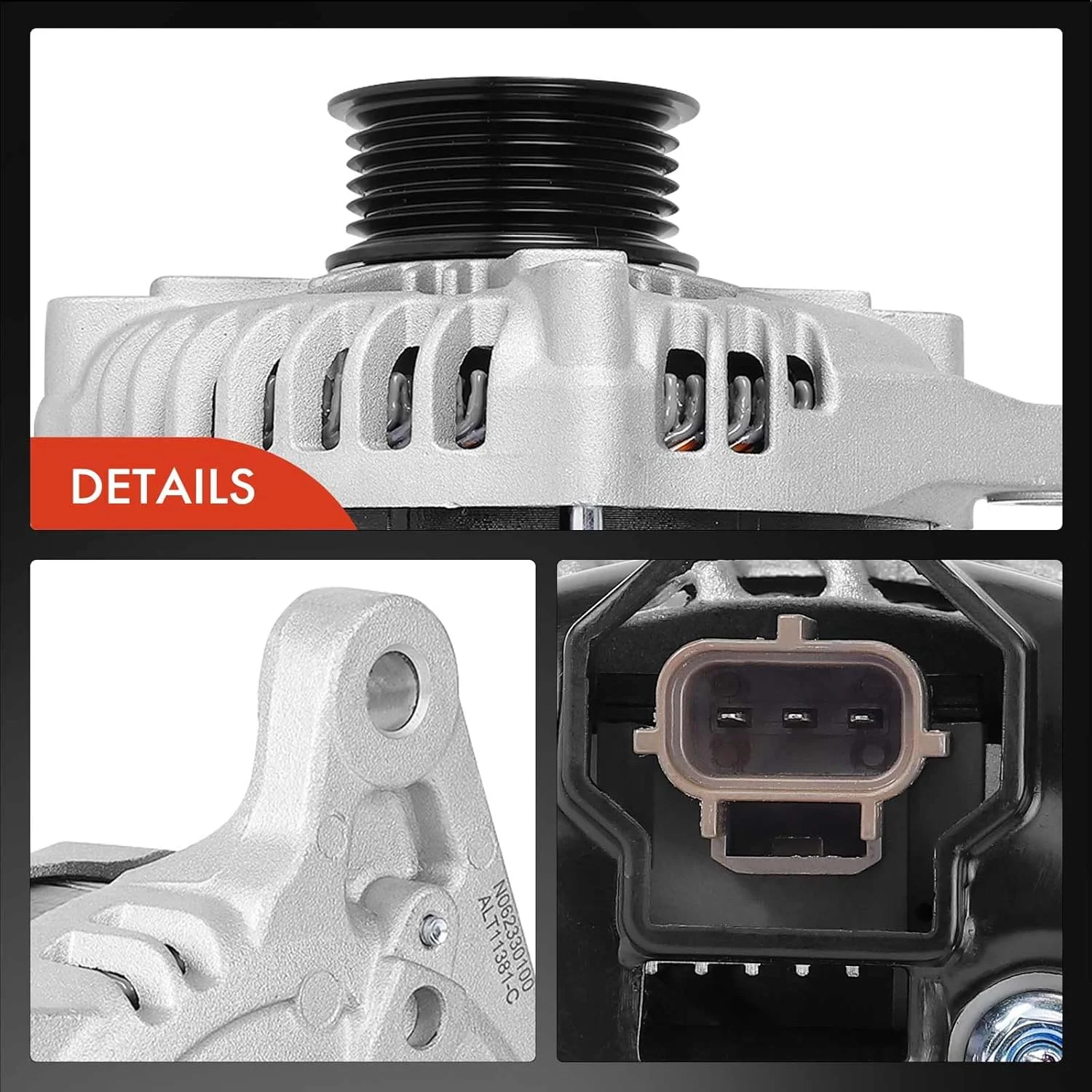 آلترناتور A-Premium جایگزین برای فورد F-150 2015-2020، 5.0L، 240 آمپر/12 ولت، CW، پولی 6 شیار