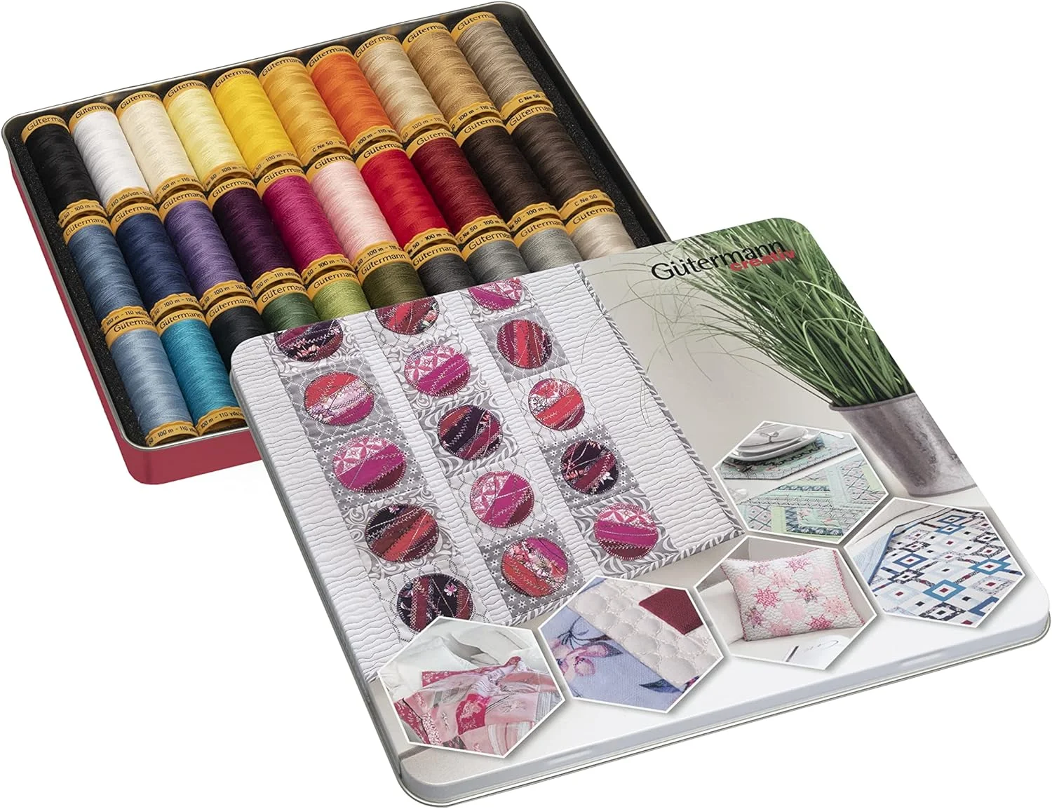 جعبه نخ پنبه ای Gütermann Creativ با 30 قرقره نخ پنبه ای C Ne 50 100 متری رنگ های متنوع جعبه نخ پنبه ای Gütermann Creativ با 30 قرقره نخ پنبه ای C Ne 50 100 متری رنگ های متنوع