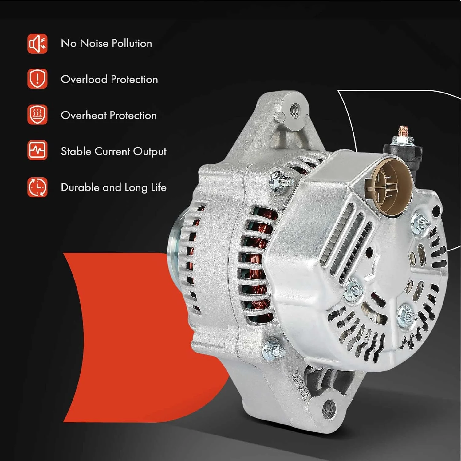 دینام A-Premium سازگار با هوندا سیویک 1992-1993 1.5L 1.6L، سیویک 1994-1995 1.6L، سیویک دل سول 1993 1.5L 1.6L، سیویک دل سول 1994-1995 1.6L، 12 ولت 70 آمپر پولی 4 شیار خلاف جهت عقربه های ساعت