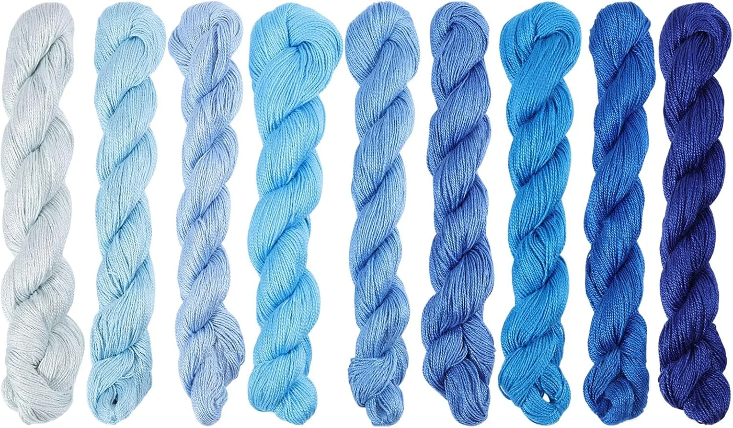 نخ ساشیکو FREEBLOSS، 9 عدد کلاف ساشیکو، 100 متر * 9 رنگ (تم آبی)، نخ گلدوزی پنبه ای، لحاف دوزی ژاپنی و لوازم کیت ساشیکو گلدوزی، نخ خیاطی