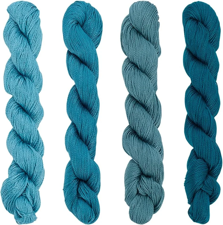 نخ ساشیکو FREEBLOSS، 4 عدد کلاف ساشیکو، 4 * 100 متر نخ گلدوزی پنبه خالص، نخ های خیاطی ژاپنی، لوازم کیت خیاطی لحاف دوزی و گلدوزی، 4 رنگ با تم آبی