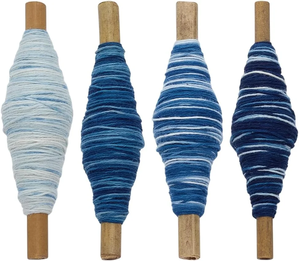 نخ ساشیکو FREEBLOSS، 4 عدد کلاف نخ ساشیکو، 35 یارد * 4 رنگ، نخ گلدوزی پنبه ای، لوازم کیت لحاف دوزی و گلدوزی ژاپنی، آبی ترکیبی