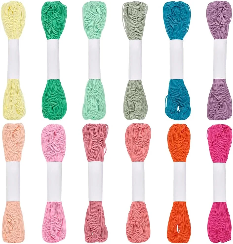 فری بلاز 12 عدد نخ ساشیکو 262 یاردی، کلاف نخ ساشیکو، نخ گلدوزی پنبه ای، لحاف دوزی ژاپنی و گلدوزی، لوازم کیت ساشیکو، نخ خیاطی، نخ ساشیکو