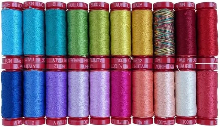 نخ کوک Aurifil Foundations، نخ 100% پنبه ای، وزن 12، 20 عدد، ایده آل برای خیاطی، لحاف دوزی، تکه دوزی، و صنایع دستی