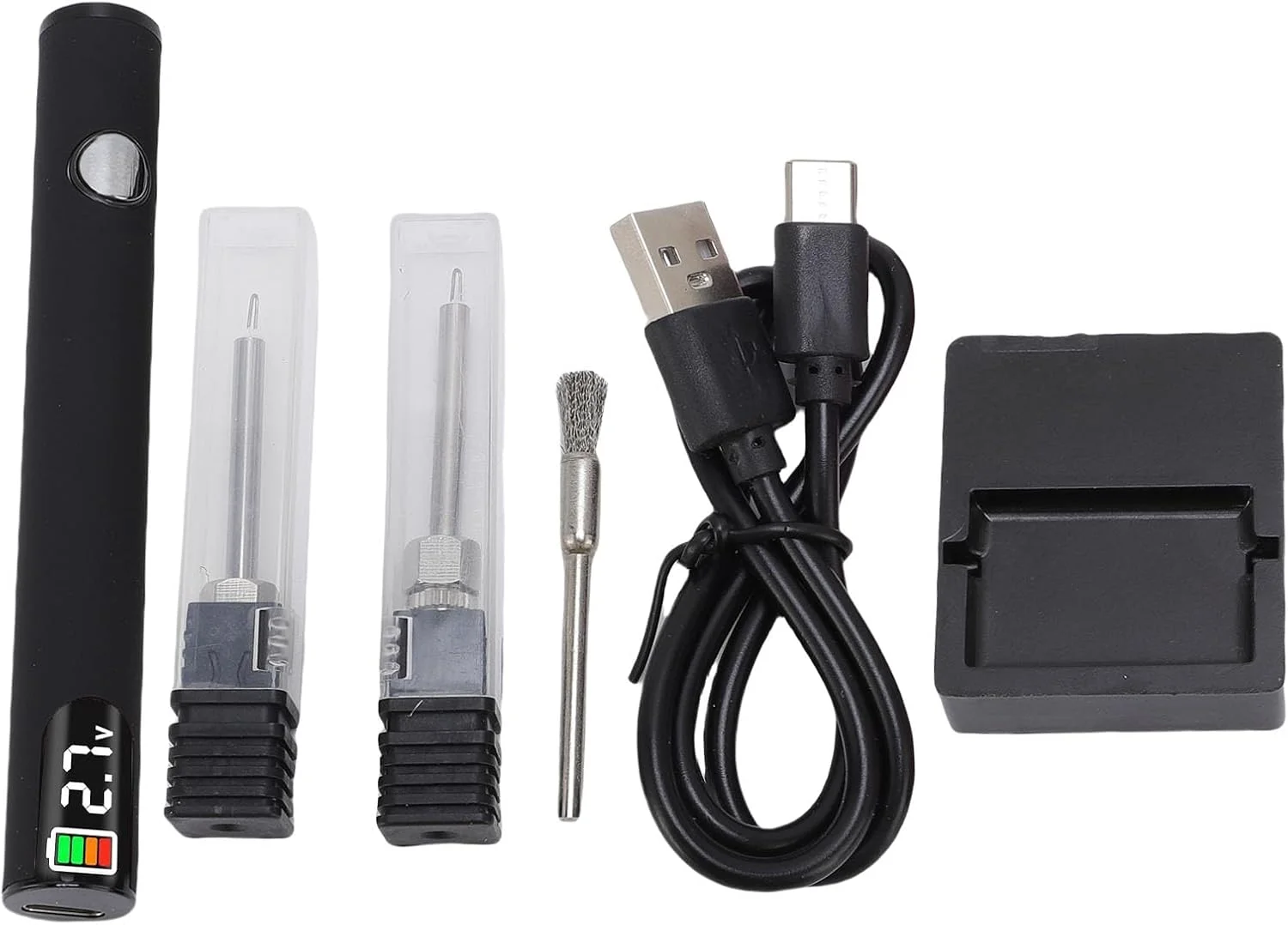 کیت قلم سوزاندن نخ شارژی Fdit با نمایشگر دیجیتال، خاموش شدن خودکار و شارژ USB-C، ابزار جواهرات چرمی قابل حمل برای خیاطی، مهره دوزی، بافندگی (مشکی)