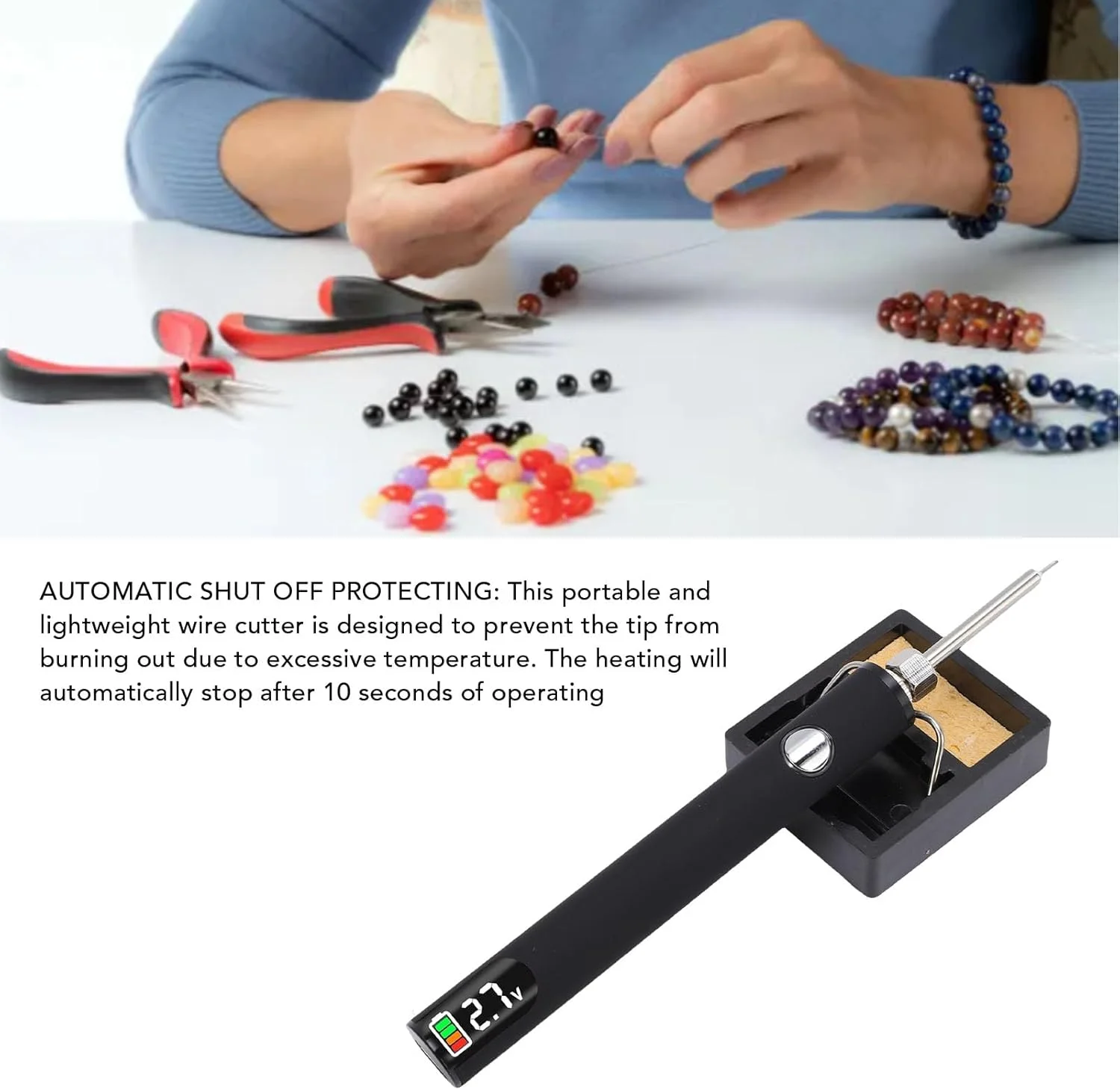 کیت قلم سوزاندن نخ شارژی Fdit با نمایشگر دیجیتال، خاموش شدن خودکار و شارژ USB-C، ابزار جواهرات چرمی قابل حمل برای خیاطی، مهره دوزی، بافندگی (مشکی)
