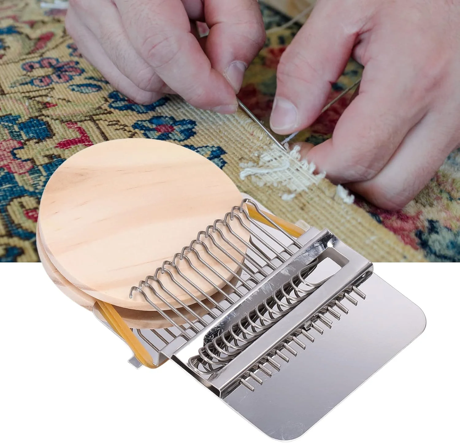 دستگاه بافندگی و رفوگری قابل حمل Fdit DIY برای تعمیر سریع سوراخ های کوچک در لباس، جنس استیل ضد زنگ و چوب کاج، استفاده آسان (14 قلاب) دستگاه بافندگی و رفوگری قابل حمل Fdit DIY برای تعمیر سریع سوراخ های کوچک در لباس، جنس استیل ضد زنگ و چوب کاج، استفاده آسان (14 قلاب)