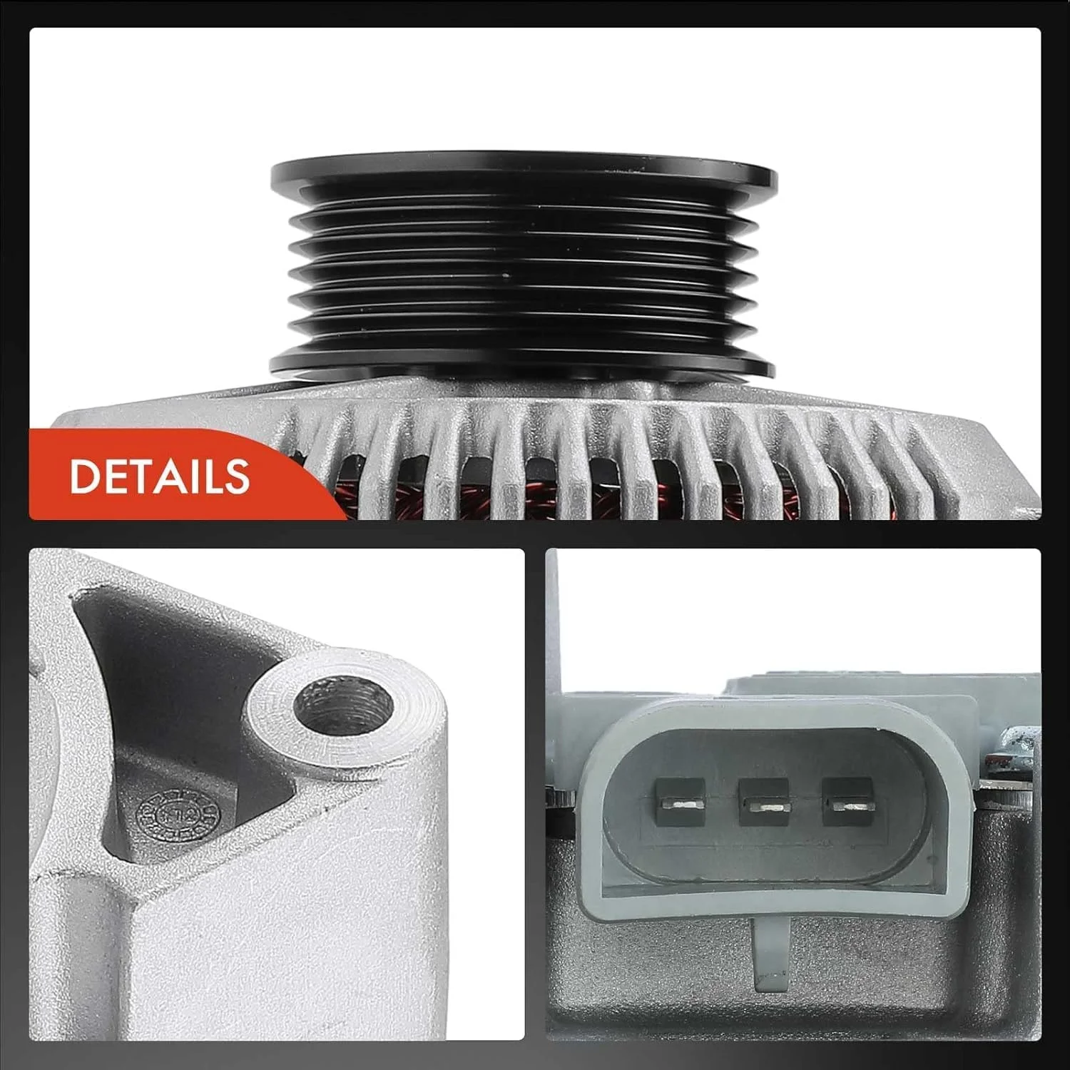 دینام A-Premium - سازگار با مدل های فورد - F250 1995، F350 1995، E-150/E-250 Econoline 1992، E-350 Econoline 1992-1995 - 5.8L 7.5L - 130 آمپر 12 ولت CW پولی 6 شیاره