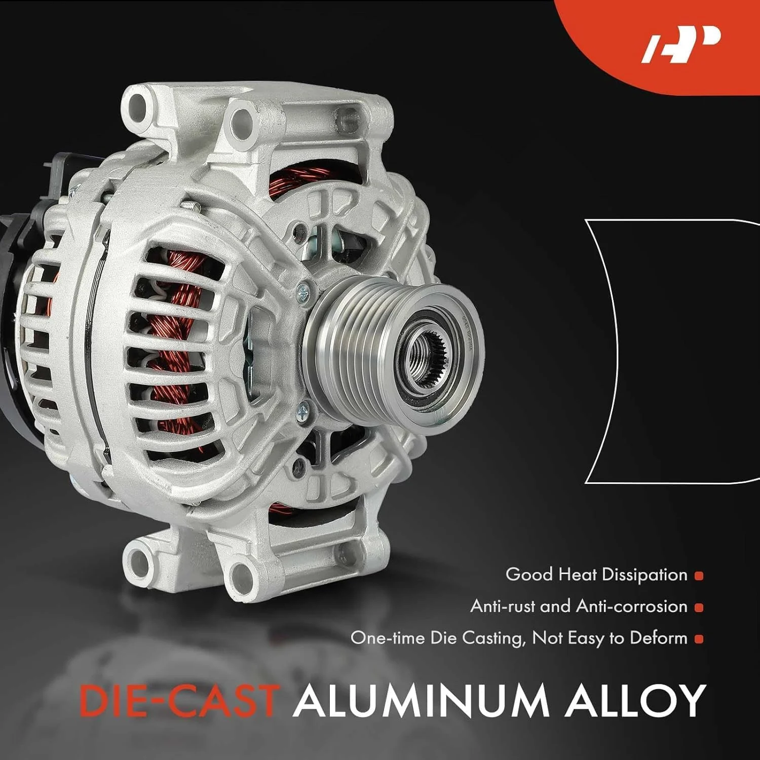 دینام A-Premium سازگار با دوج اسپرینتر 2500/3500 2003-2006 و فرایت‌لاینر اسپرینتر 2500 2002-2006، 2.7 لیتر، 12 ولت 150/120 آمپر، پولی کلاچ 6 شیار جهت عقربه‌های ساعت، جایگزین شماره # 0121541702