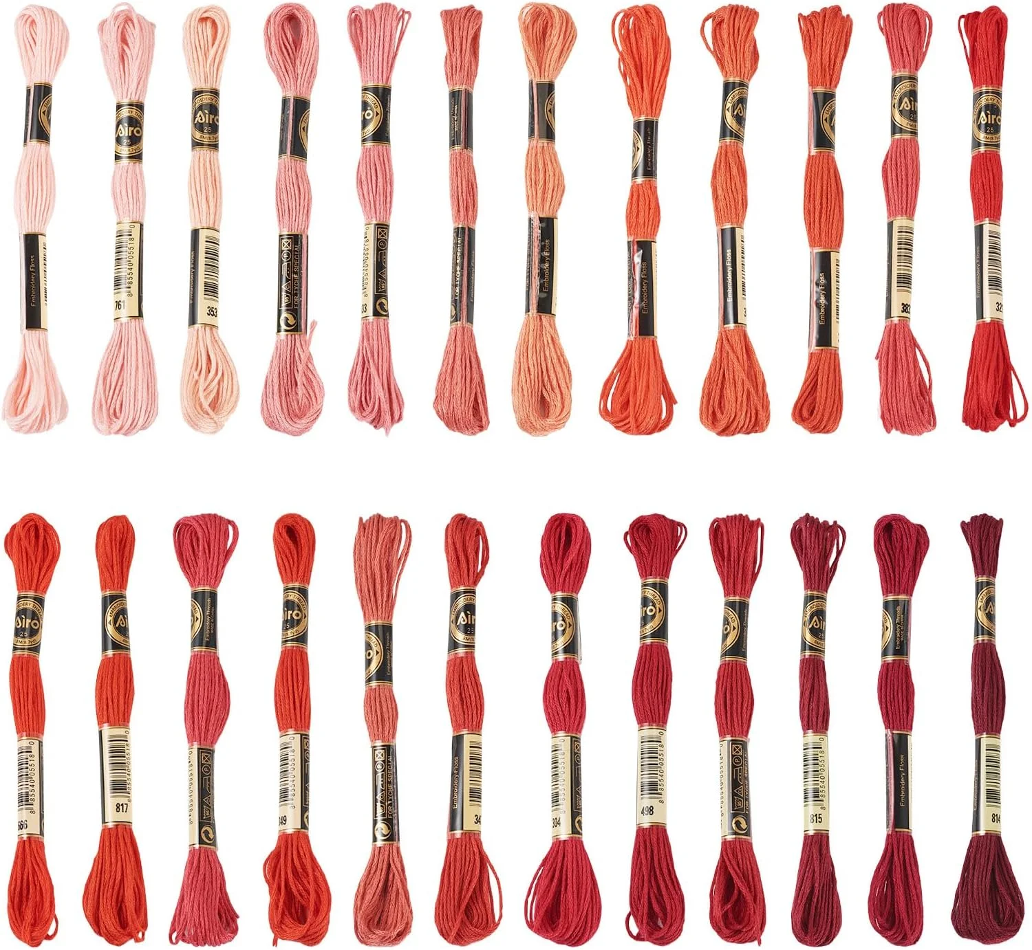 نخ گلدوزی پلی استر FASHEWELRY، 192 متر، نخ کوبلن قرمز، نخ بخیه متقاطع، 1 میلی متر، نخ گلدوزی 6 لایه فله ای برای مبتدیان، لوازم خیاطی و بافندگی DIY بزرگسالان