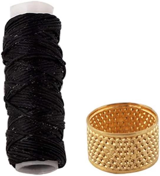 ابزار تعمیرات فاونوو، سوزن های خیاطی دستی روکش منحنی شکل به همراه نخ موم زده، 1 عدد مشکی، درفش سوراخ کاری و انگشتانه برای تعمیر ابزار تعمیرات فاونوو، سوزن های خیاطی دستی روکش منحنی شکل به همراه نخ موم زده، 1 عدد مشکی، درفش سوراخ کاری و انگشتانه برای تعمیر