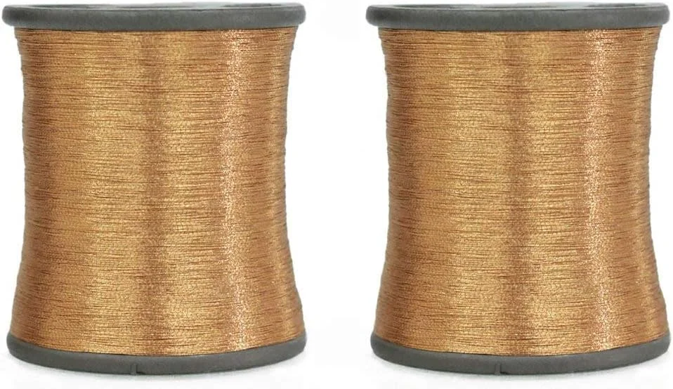 نخ زری متالیک M Fabrics برای گلدوزی، خیاطی و ساخت جواهرات، رنگ برنز مسی، 0.1 میلی متر (بسته 2 رول)
