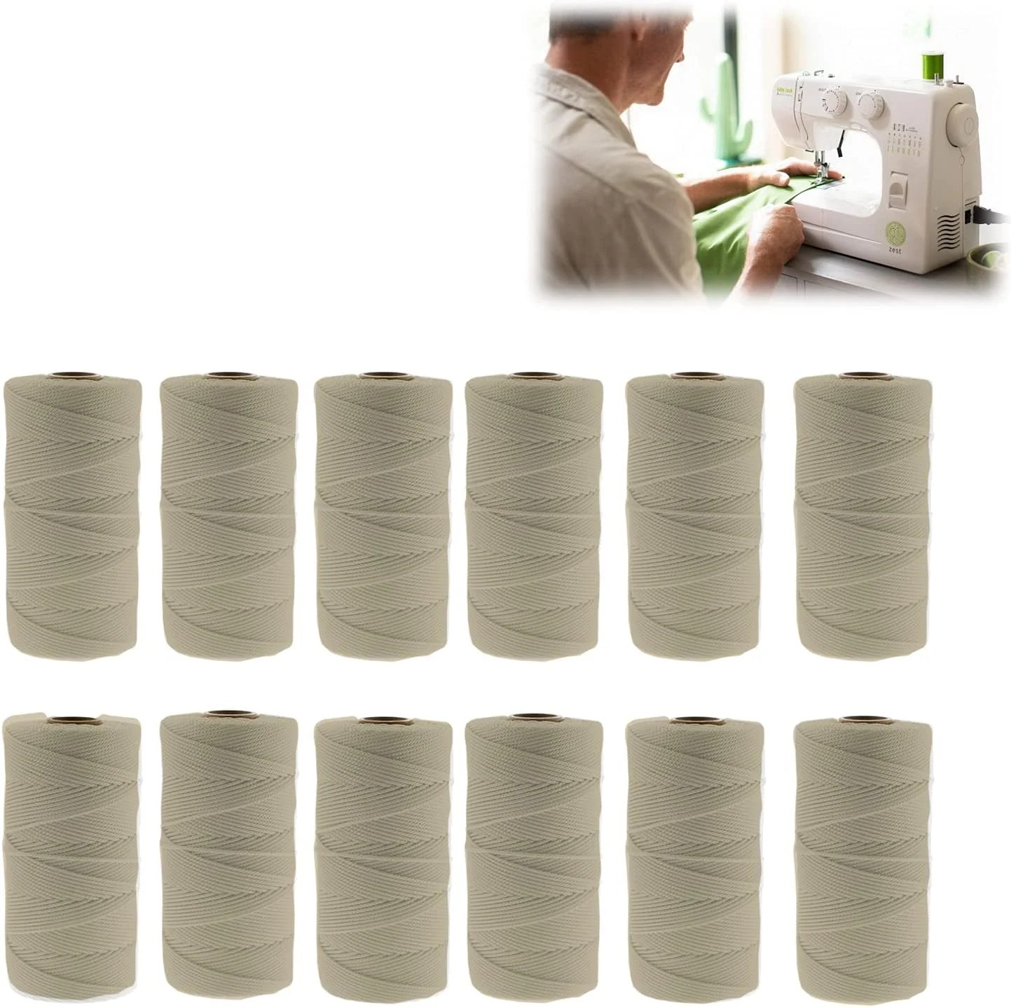 نخ خیاطی EUROXANTY، نخ دوخت | ماسوره | نخ های پلی استر | برای چرخ خیاطی | برای کوک زدن | برای گلدوزی | 12 عدد | 1000 متر | (بژ)