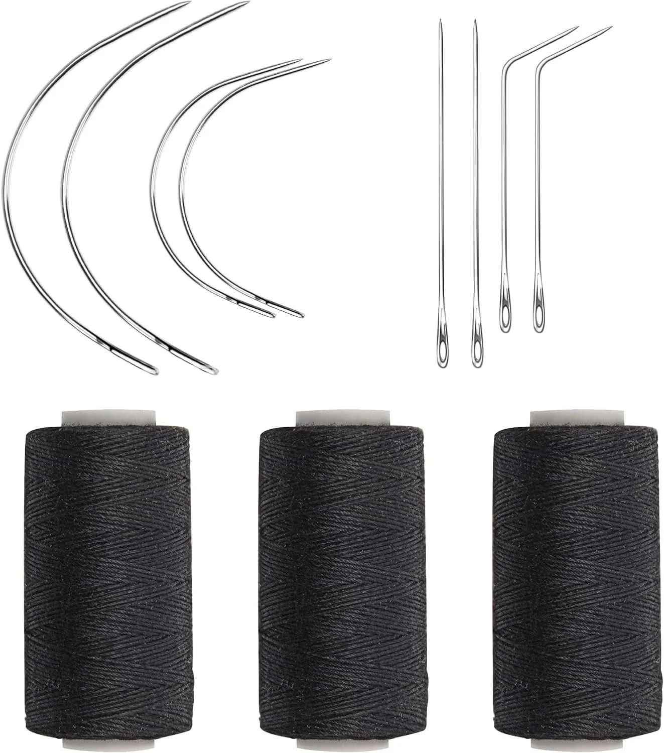 ست 11 عددی ابزار اکستنشن مو با نخ اکستنشن و سوزن های نوع C-Curve، ست سوزن و نخ ابزار حرفه ای اکستنشن مو، برای بافتن، دوختن، تزئین اکستنشن مو و بافت مو