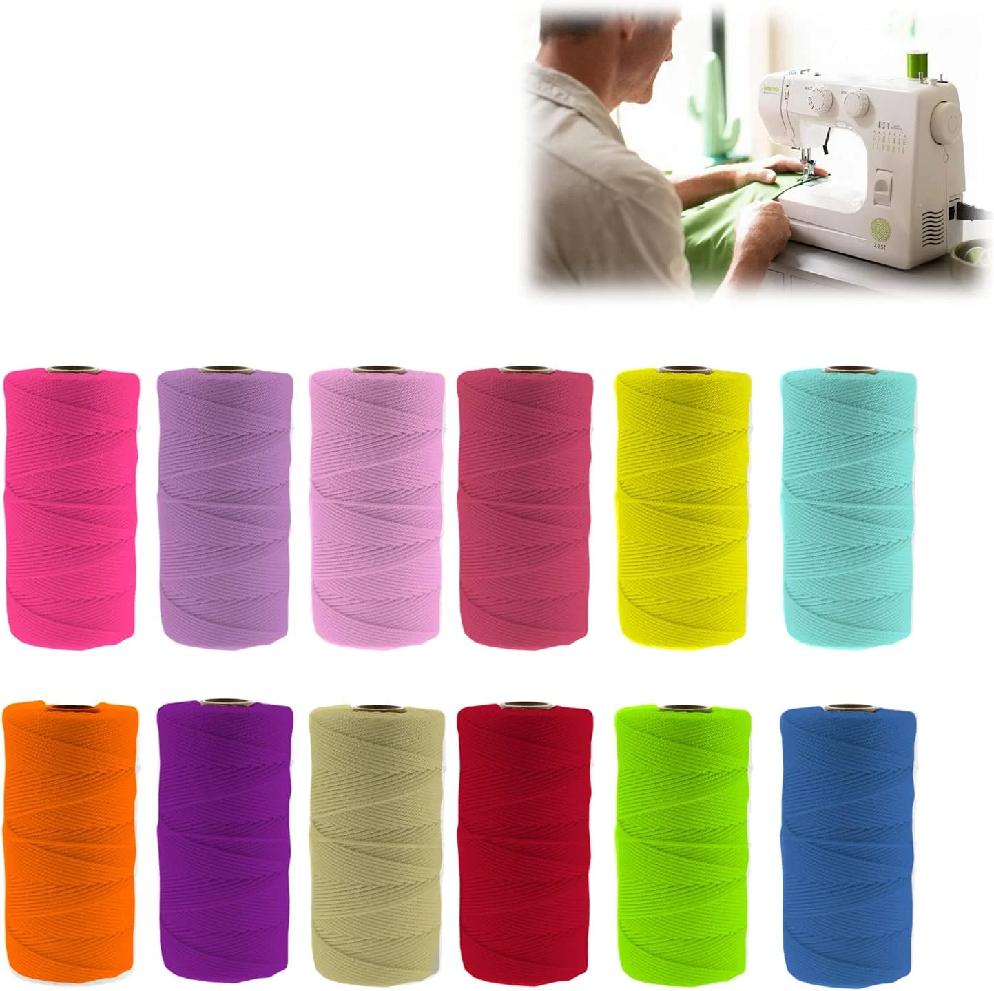 نخ خیاطی EUROXANTY | قرقره | نخ پلی استر | برای چرخ خیاطی | برای بیلواناتینگ | برای گلدوزی | 12 عدد | 1000 متر | (چند رنگ)