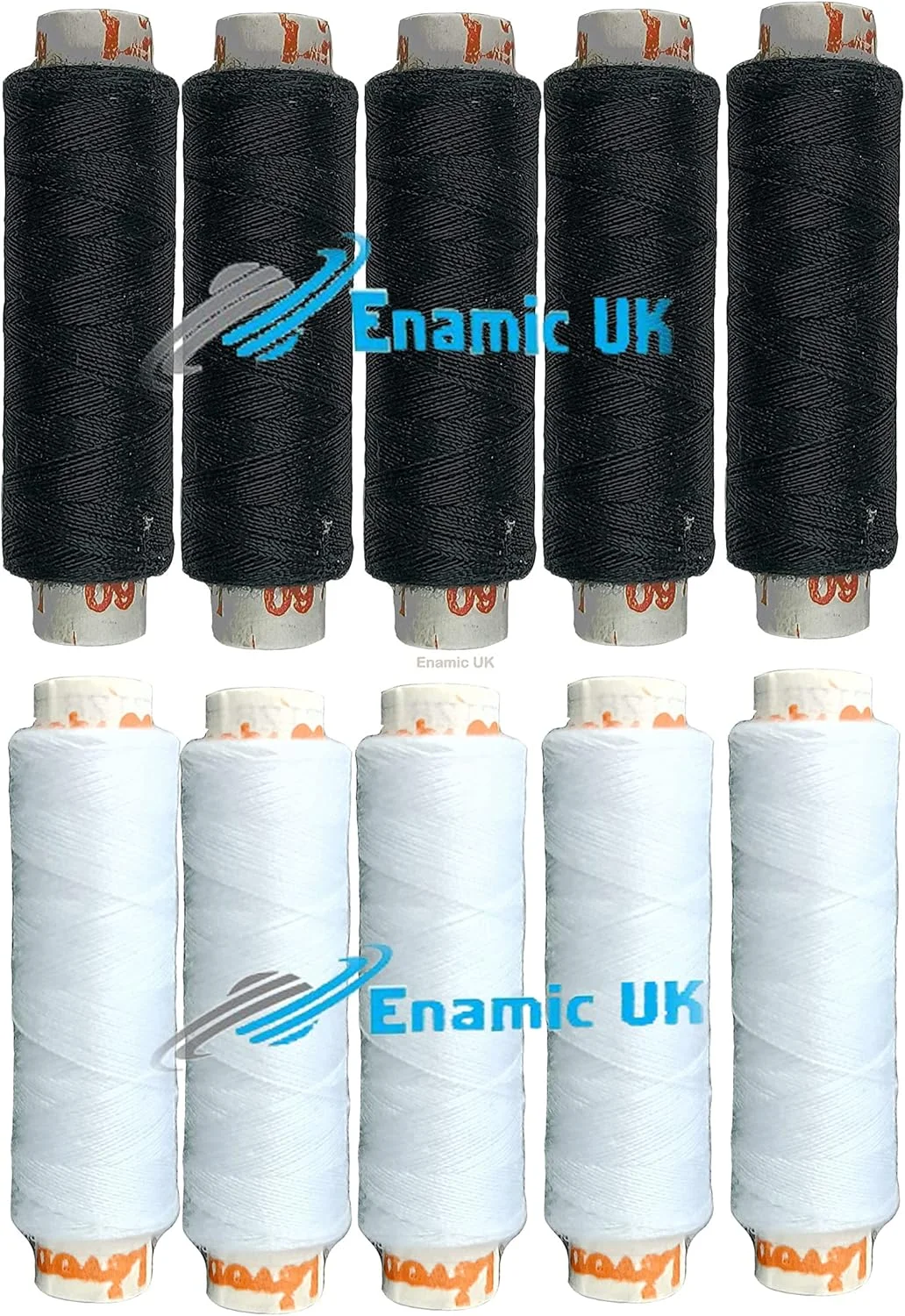 نخ دوخت انامیک UK، نخ های پلی استر برای کارهای خیاطی روزمره، 10 حلقه - 5 مشکی و 5 سفید، ضخیم || NTR65