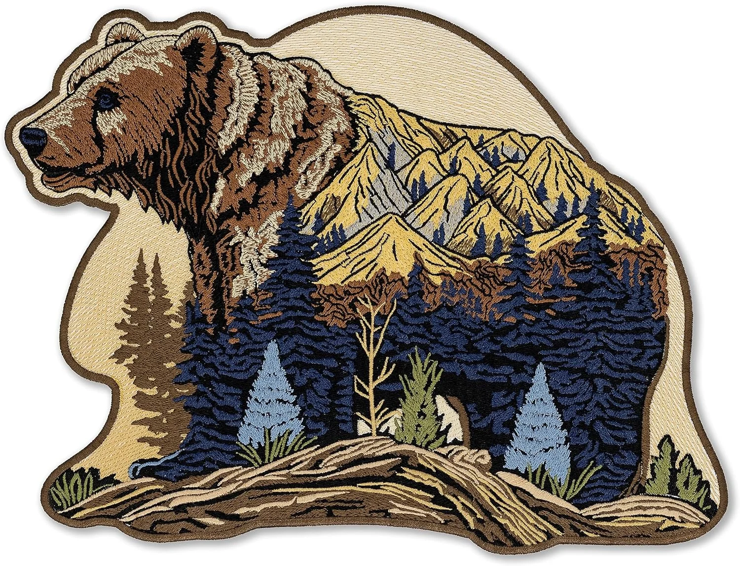 تکه دوزی بزرگ خرس کوهستانی EMBROVERSE - گلدوزی شده، مناسب برای اتو کردن، به سبک طبیعت وحشی، ایده آل برای سفر و کمپینگ سازگار با محیط زیست، لوازم جانبی ممتاز برای کت جین، 29.7 x 22 سانتی متر