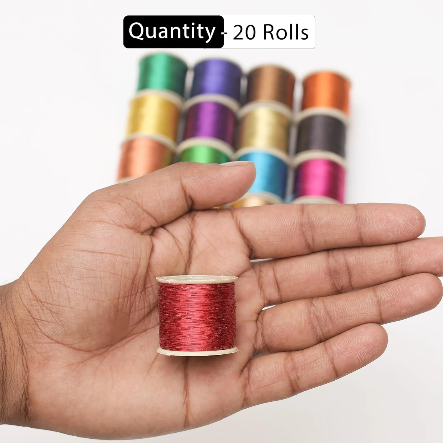 ست نخ زری متالیک گلدوزی Embroiderymaterial برای گلدوزی، خیاطی و جواهرسازی، چند رنگ | 20 رول (ضخامت 0.1 میلی متر / طول 85 متر)