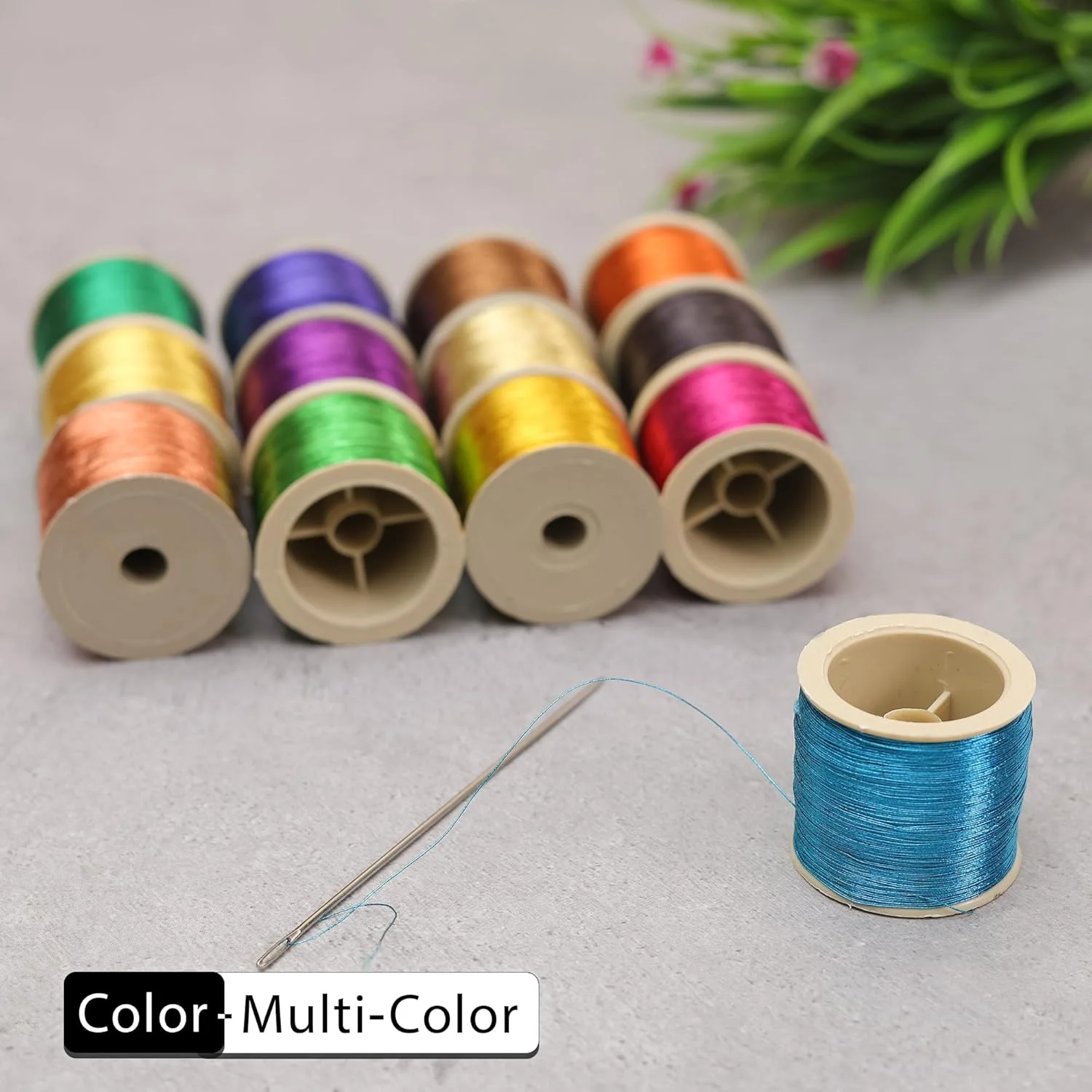 ست نخ زری متالیک گلدوزی Embroiderymaterial برای گلدوزی، خیاطی و جواهرسازی، چند رنگ | 20 رول (ضخامت 0.1 میلی متر / طول 85 متر)