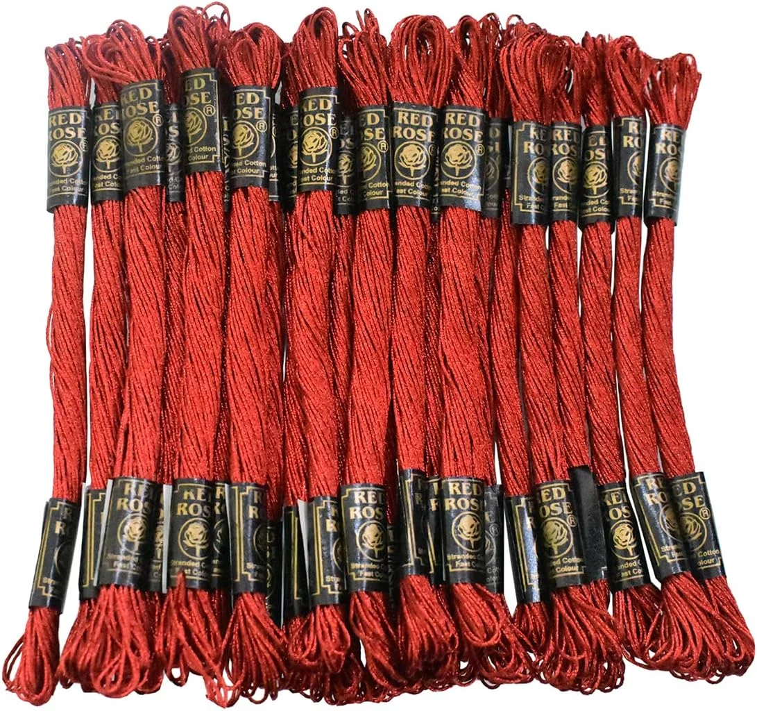 نخ گلدوزی متالیک برای گلدوزی و کوبلن دوزی 1 میلی متر (یاقوت سرخ) 25 کلاف - طول هر کلاف: 6.24 متر