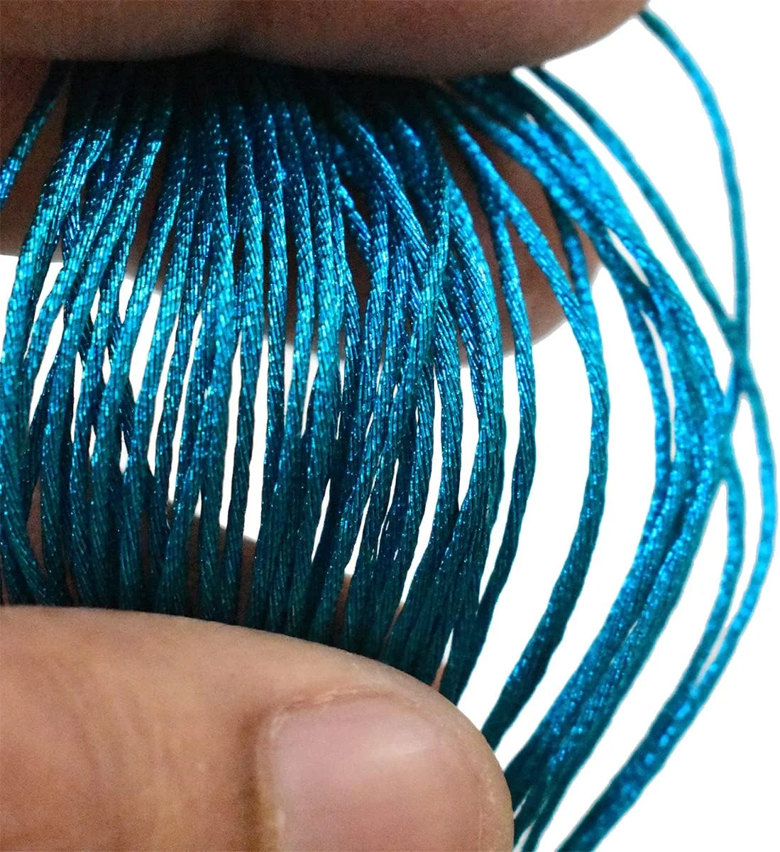 نخ گلدوزی متالیک Embroiderymaterial برای گلدوزی و کوبلن دوزی 1 میلی متر (آبی طاووسی) 25 کلاف - طول هر کلاف: 6.24 متر