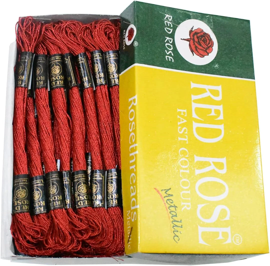 نخ گلدوزی متالیک برای گلدوزی و کوبلن دوزی 1 میلی متر (یاقوت سرخ) 25 کلاف - طول هر کلاف: 6.24 متر