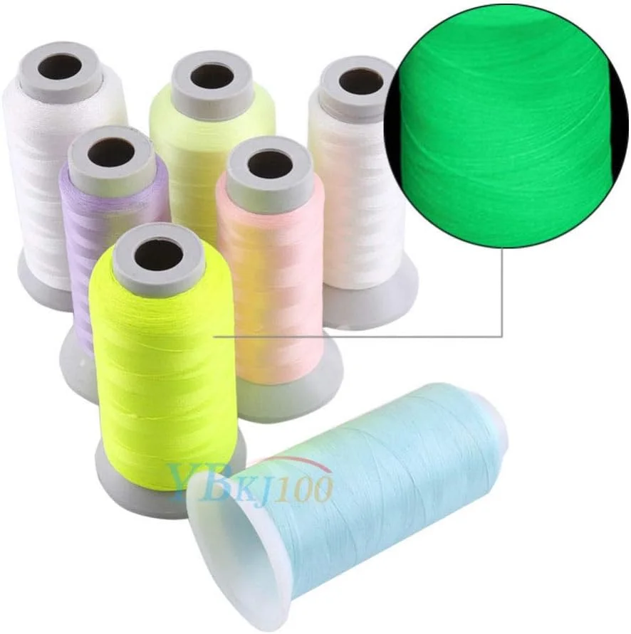 نخ گلدوزی شب تاب 3000 یاردی، قرقره نخ خیاطی پلی استر برای ماشین های گلدوزی و خیاطی (سبز روشن)