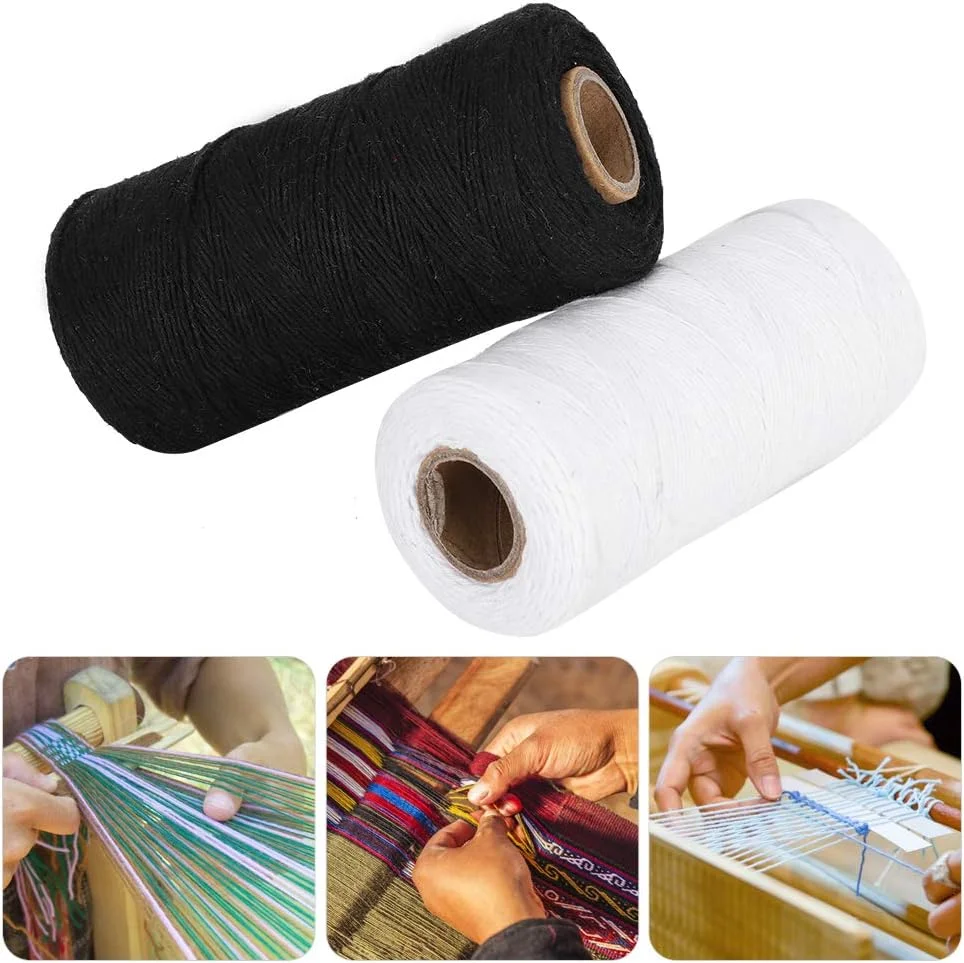 نخ گلدوزی 2 عدد نخ قرقره نخ تار برای دستگاه گلدوزی بافندگی، نخ دستگاه خیاطی و گلدوزی سیاه و سفید، 820.2 فوت نخ ریسندگی پنبه خالص نخ گلدوزی