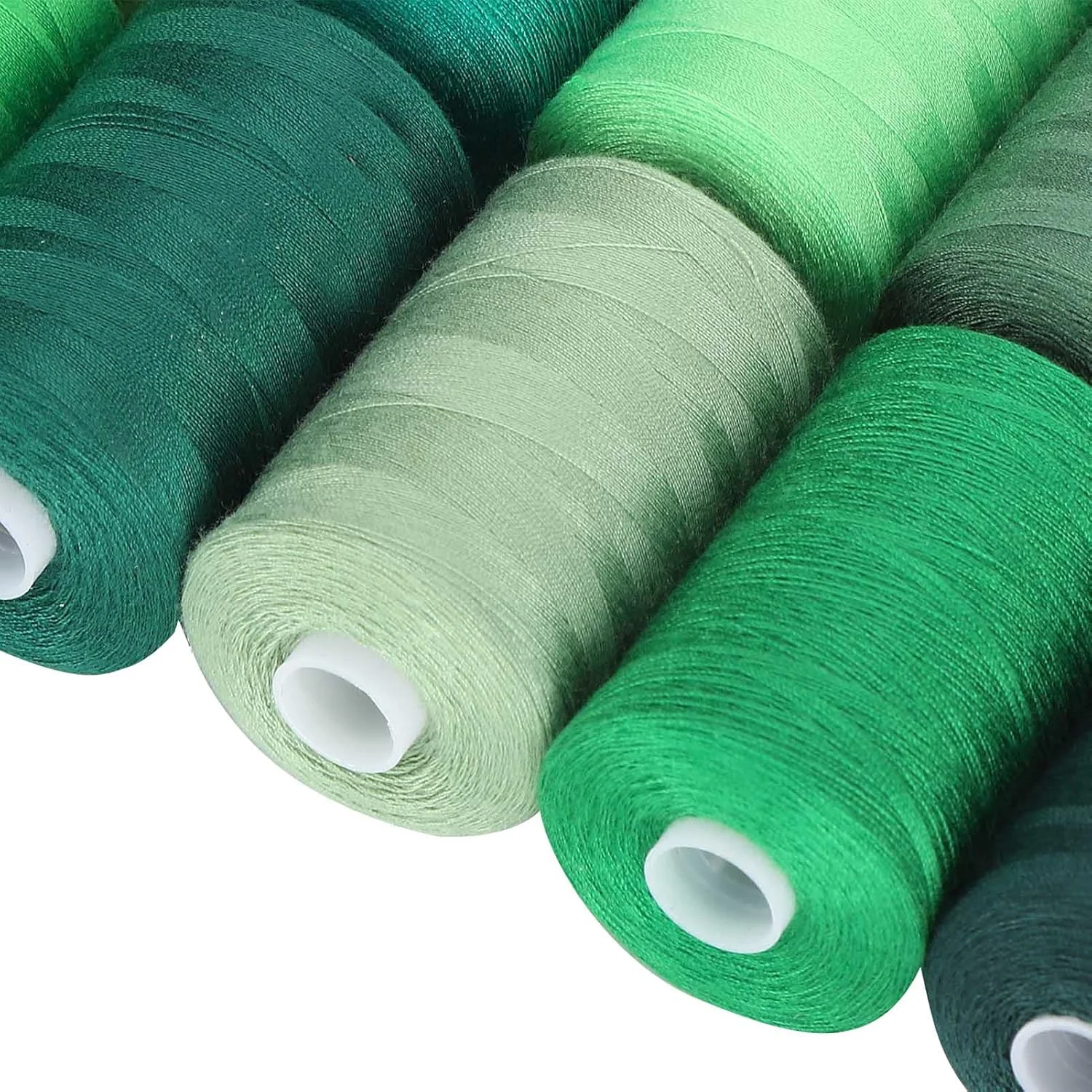 نخ گلدوزی سری سبز، 10 رنگ خیاطی 100 یارد، نخ سردوز چند منظوره پلی استر مجموعه 10 قرقره برای ماشین خیاطی DIY، ماشین گلدوزی، دست