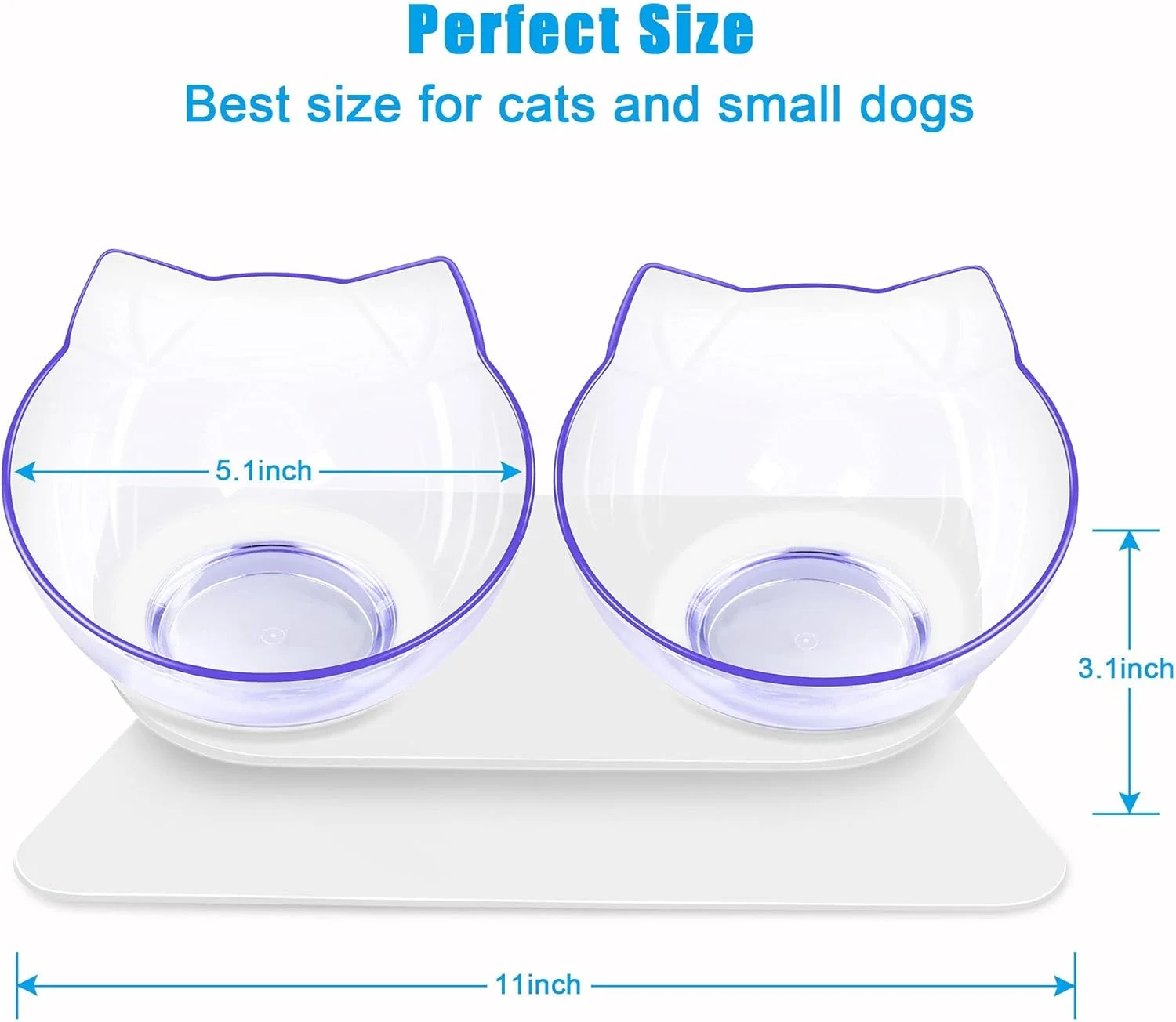 ظرف غذای گربه مومو بیر، مجموعه ظروف آب و غذای گربه مرتفع، ظروف گربه ای شیب دار 15 درجه، ظرف غذای ضد استفراغ حیوانات خانگی با پایه برای گربه های داخل خانه و سگ های کوچک
