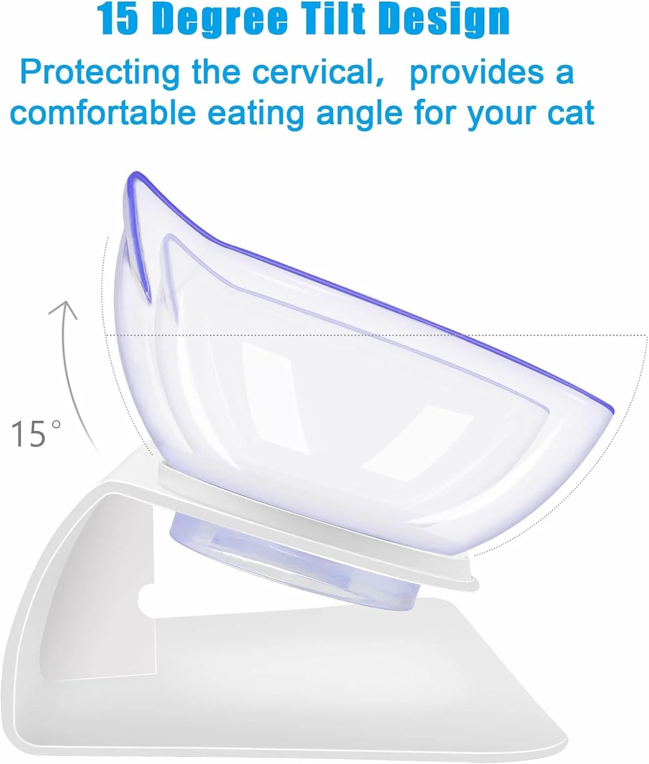 ظرف غذای گربه مومو بیر، مجموعه ظروف آب و غذای گربه مرتفع، ظروف گربه ای شیب دار 15 درجه، ظرف غذای ضد استفراغ حیوانات خانگی با پایه برای گربه های داخل خانه و سگ های کوچک