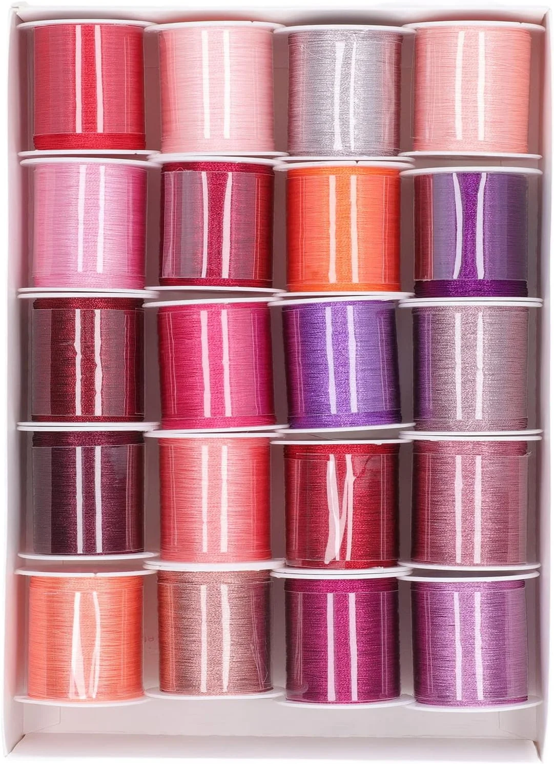 نخ گلدوزی 3 لایه سری رنگ رز، 100 متر، نخ خیاطی پلی استر تولید DIY، 20 عدد نخ گلدوزی متالیک برای بافندگی