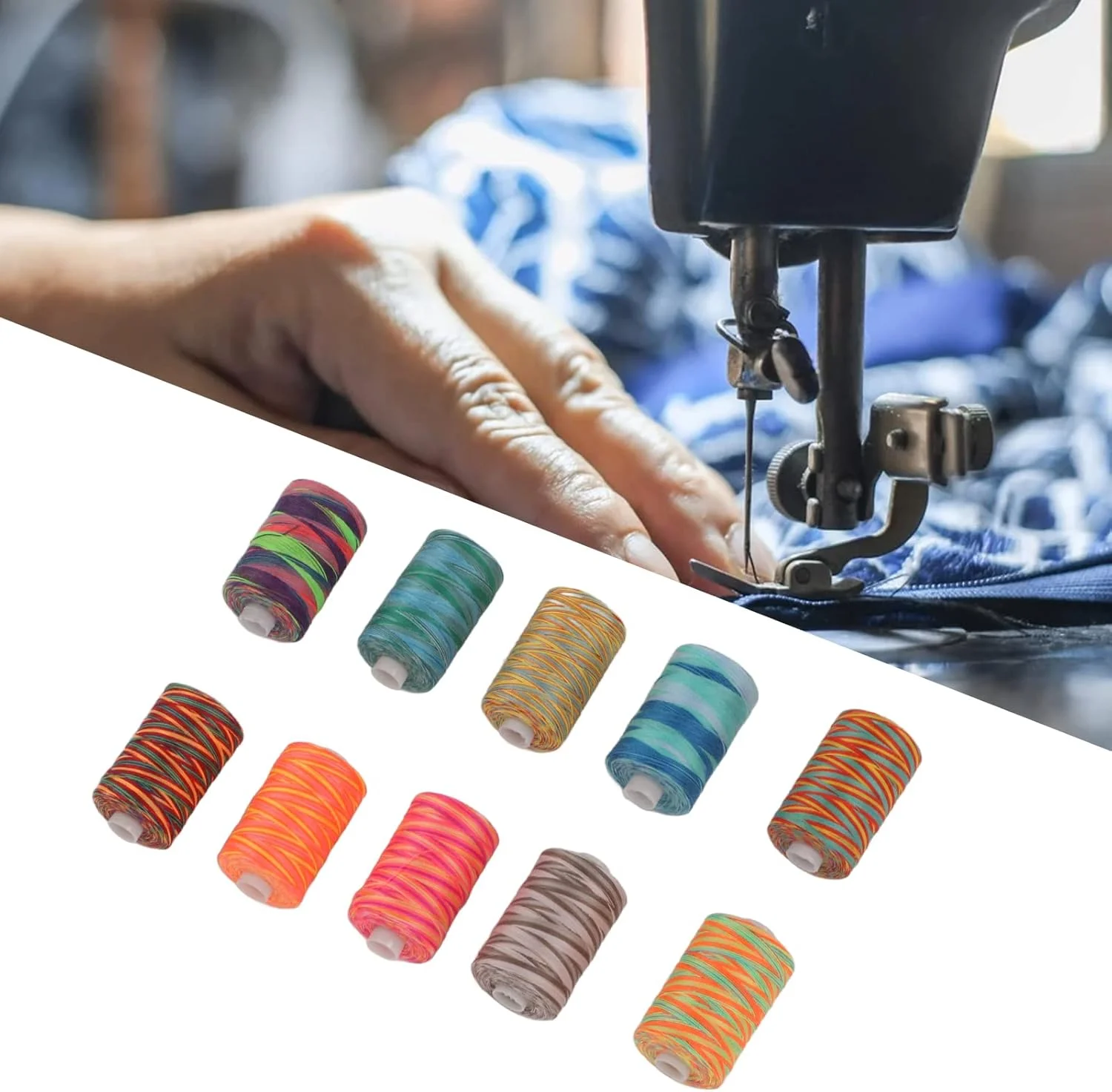 نخ خیاطی، 10 عدد نخ ماشین گلدوزی پلی استر مقاوم در برابر سایش رنگارنگ متنوع نخ پلی استر نخ ماشین گلدوزی نخ خیاطی 402 برای مصارف خانگی