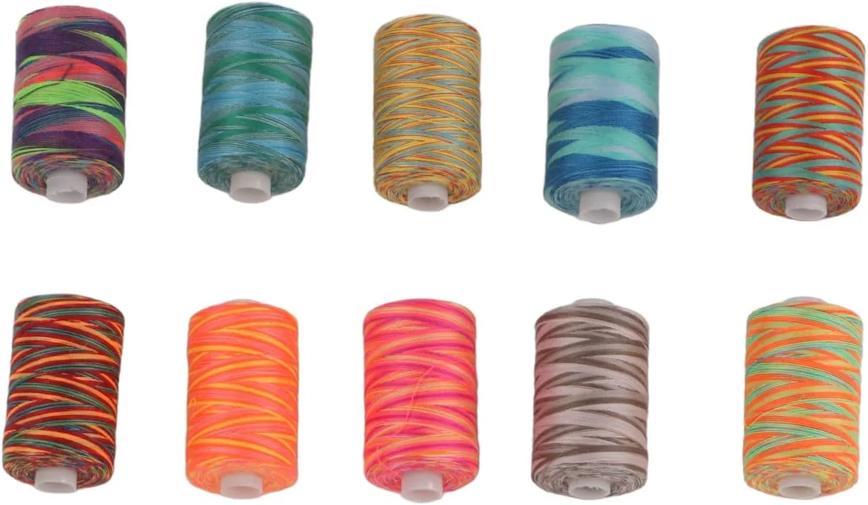 نخ خیاطی، 10 عدد نخ ماشین گلدوزی پلی استر مقاوم در برابر سایش رنگارنگ متنوع نخ پلی استر نخ ماشین گلدوزی نخ خیاطی 402 برای مصارف خانگی