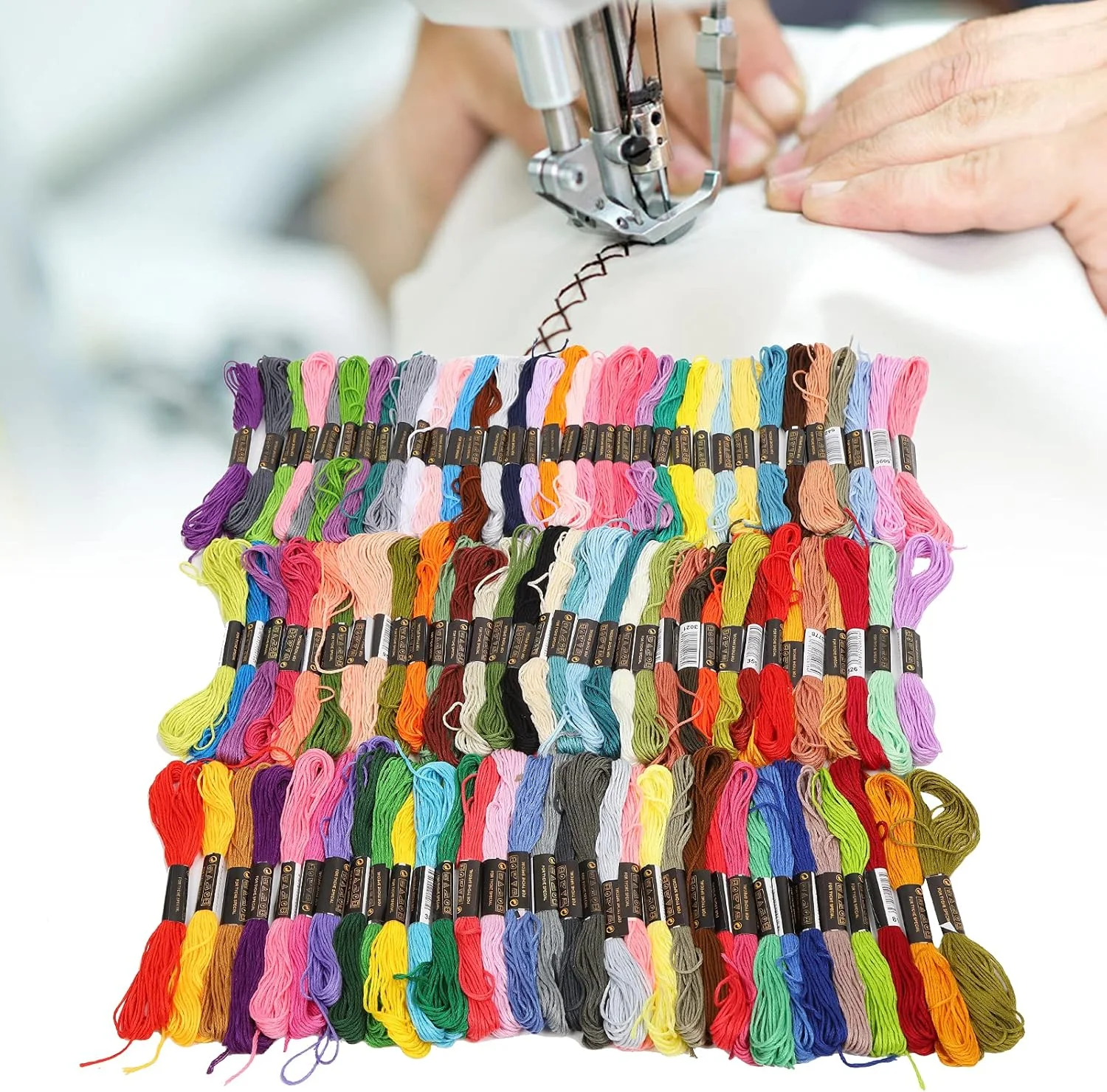 نخ گلدوزی، نخ چرخ خیاطی 100 عددی نخ خیاطی رنگی پلی استر پروژه های دست ساز خانگی نخ های رنگی نخ خیاطی برای چرخ خیاطی و دست دوز