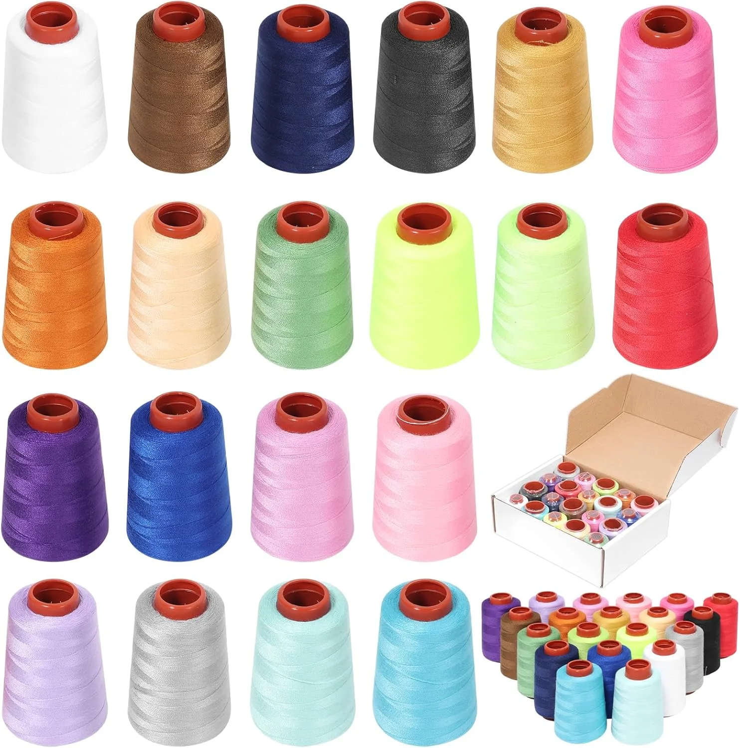 کیت نخ گلدوزی خیاطی 20wt، هر کدام 800 یارد نخ پلی استر برای چرخ خیاطی، نخ خیاطی رنگی همه منظوره از نخ های پلی استر برای چرخ خیاطی، دوخت دستی، لحاف دوزی، سردوز